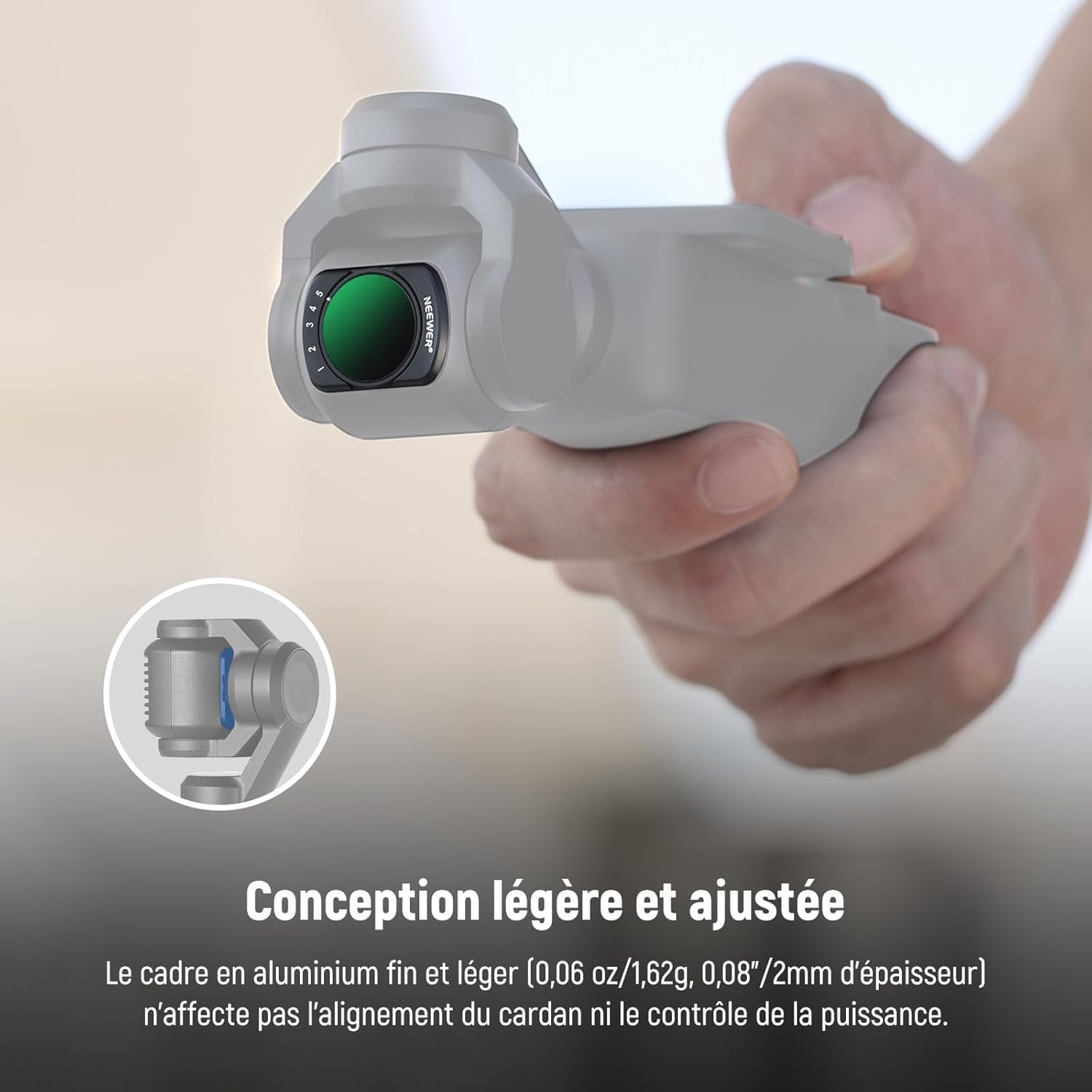 NEEWER Filtre Variable ND+CPL+1/4" Diffusion Noir Compatible DJI Osmo Pocket 4 3, ND2-32, HD Multicouches avec 2 Protections d'écran