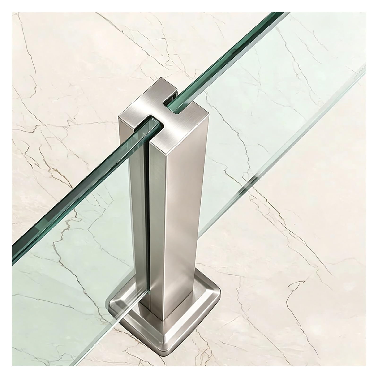 ZJKXJH Frameless Glass Baluster Post with Side Slot, Heavy Duty Stainless Steel Railing Post for Patio Deck Balcony Frameless Glass(Middle Post-Silver,H-95cm/37.4in)