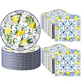 100Pcs Capri Lemon Party Supplies Blue Tiles Yellow Lemon Party Set 7
