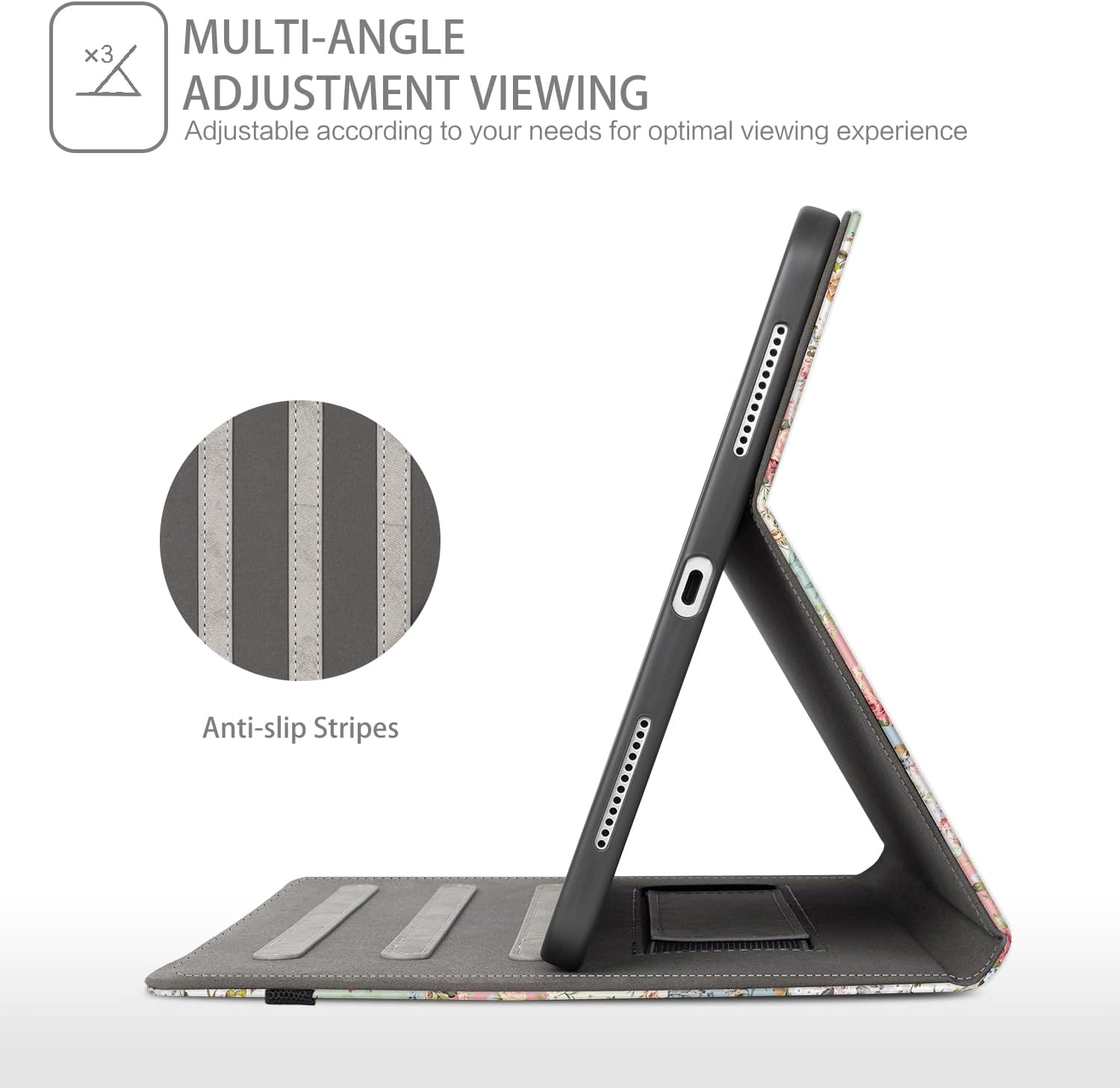 for iPad (A16) Case 11th Generation 2025, iPad 10th Generation Case Kids Men Women Shockproof with Pencil Holder, Multi-Angle Adjustable Stand View Pocket/Hand Strap/Auto Wake Sleep Patchwork Floral