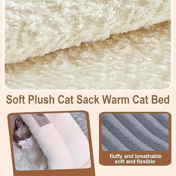 LSYZHX Cat Sleeping Bag, Soft Comfortable Winter Cave Bed Nest for Cats and Dogs up to 12 Pounds, Cotton Material, Size L Blue - Image 3