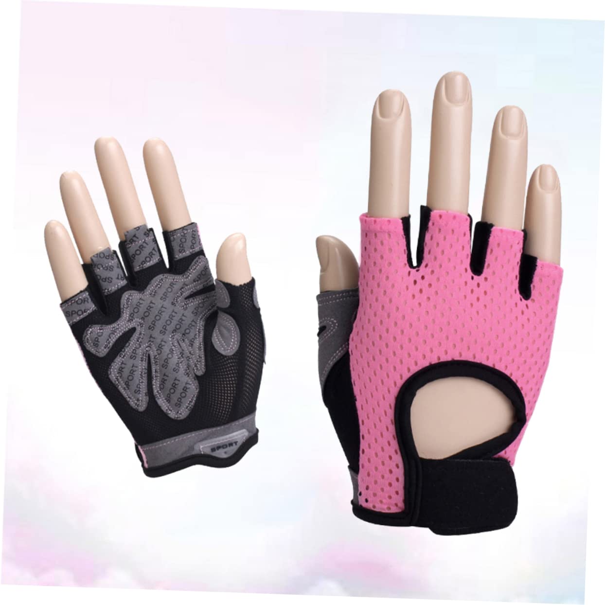 VANZACK 3pezzi Guanti Da Allenamento Donna Guanti Mezze Antiscivolo Per Sollevamento Pesi Palmare Per Fitness Per Esercizi Palestra Rosa Taglia s