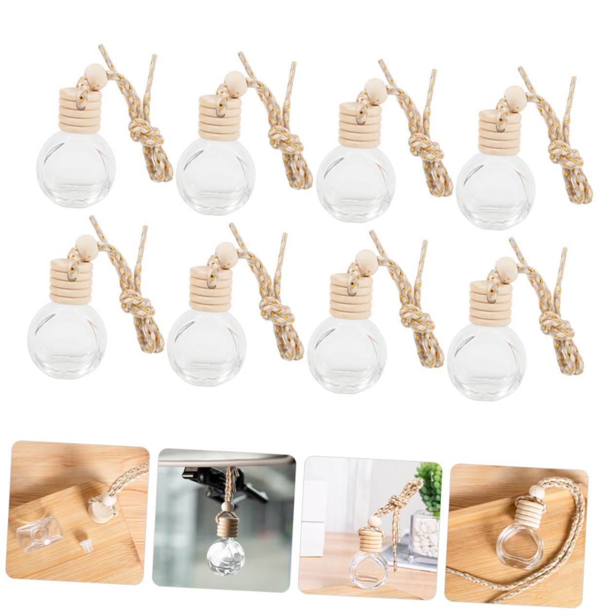 Gatuida 50stücke Auto Duftflasche Hängend Leere Glasflaschen Für Ätherische Öle Nachfüllbare Parfüm Diffuser Für Auto Transparentes Design Mit Aufhängeseil