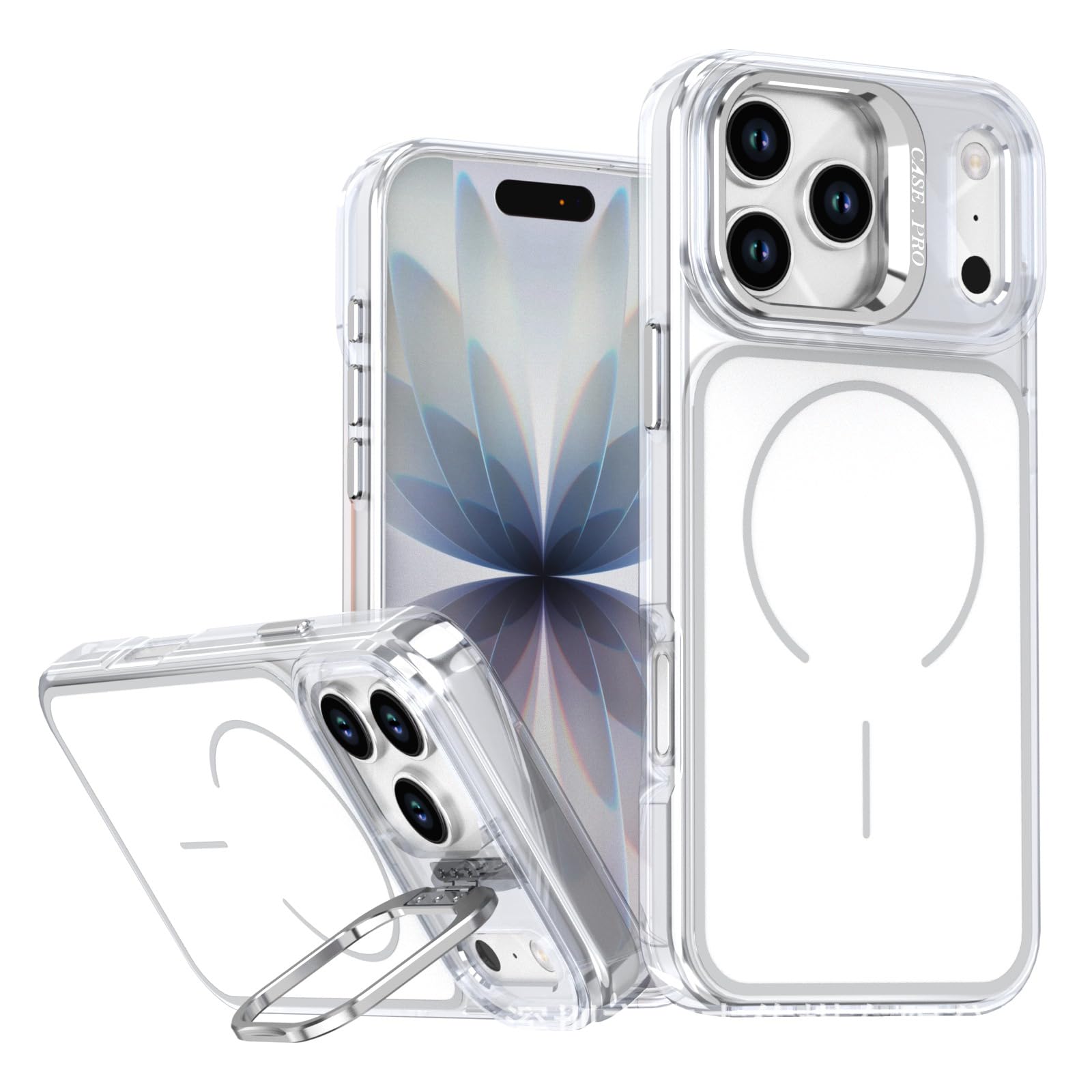 Coque iPhone 17 Pro Max magnétique blanche avec support en métal