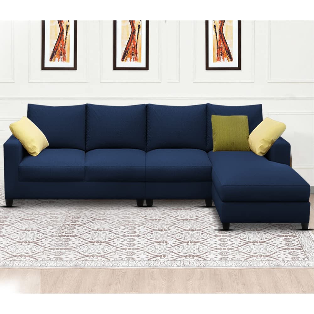 Rihan 6 Seater L Shape Sofa Set Living Room (Blue Fabric) Right Side Sofa-image-40