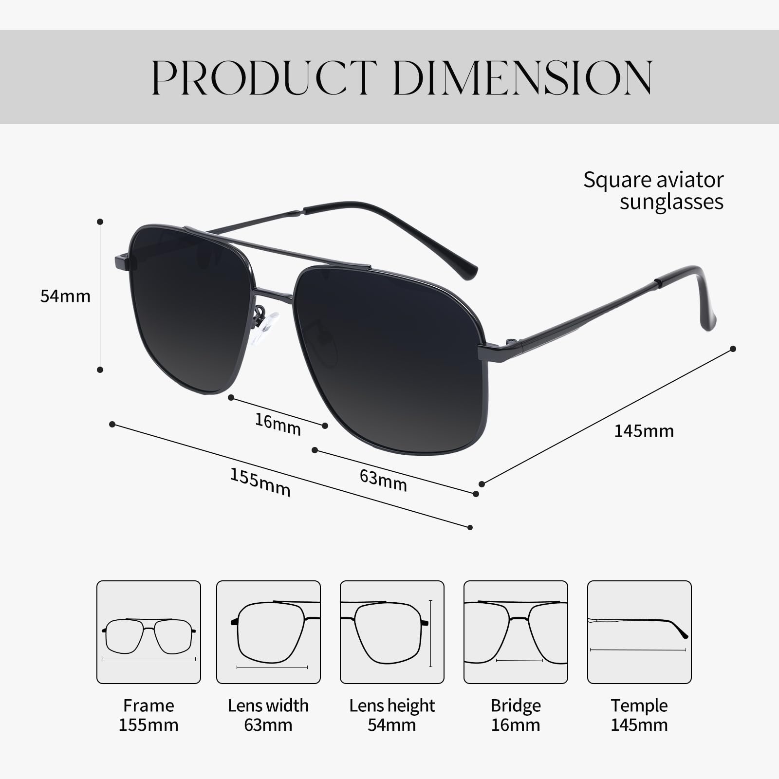 Quadratische Piloten-Sonnenbrille im Retro-Stil für Herren und Damen, übergroß, polarisierter Metallrahmen, Glasur, klassische Mode, UV400