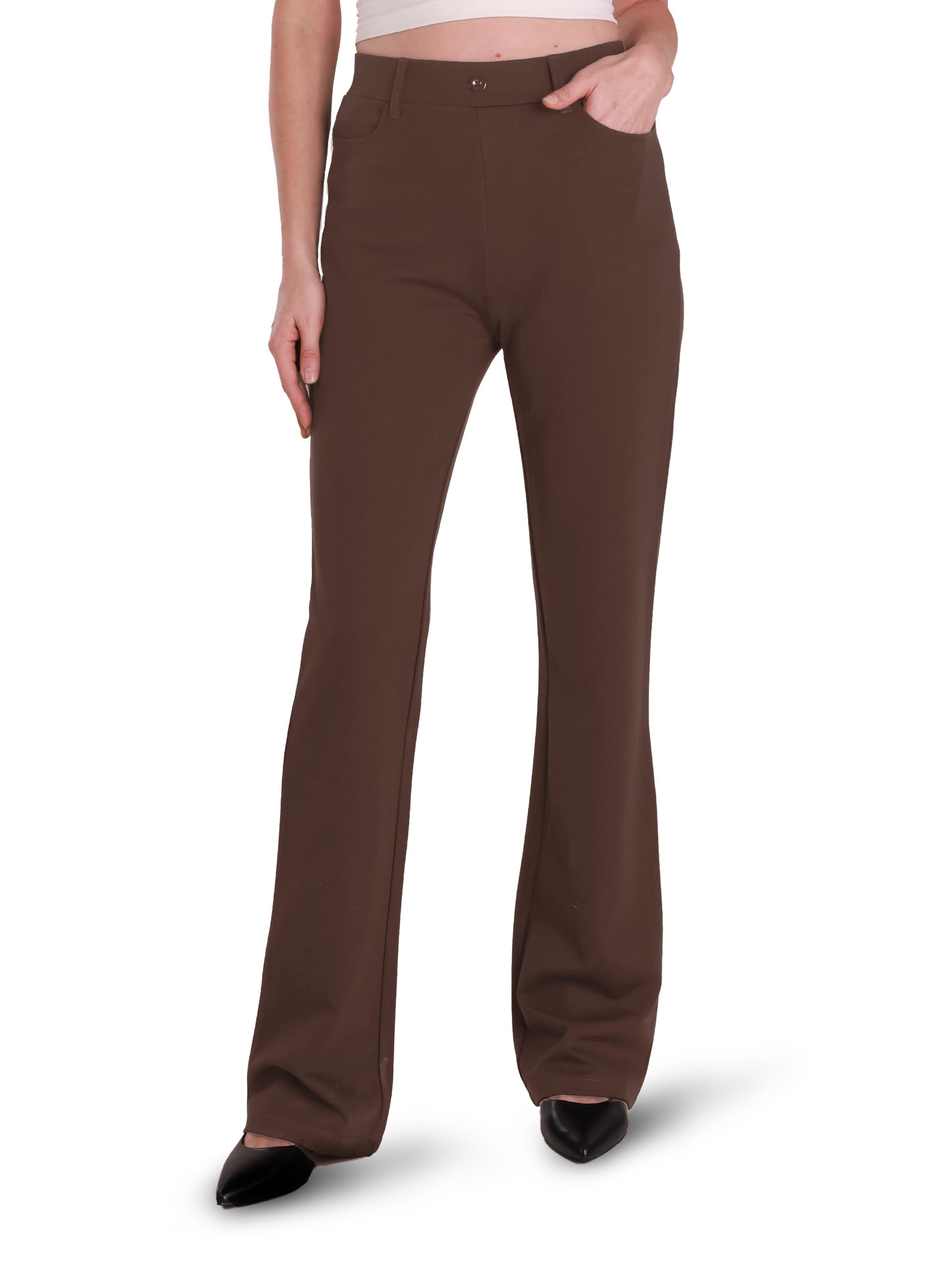 Houmous S-XXL 29 31 33 35 Inseam Womens Bootcut Dress Pants Pockets Stretch Work Lounge Pant Office Casual