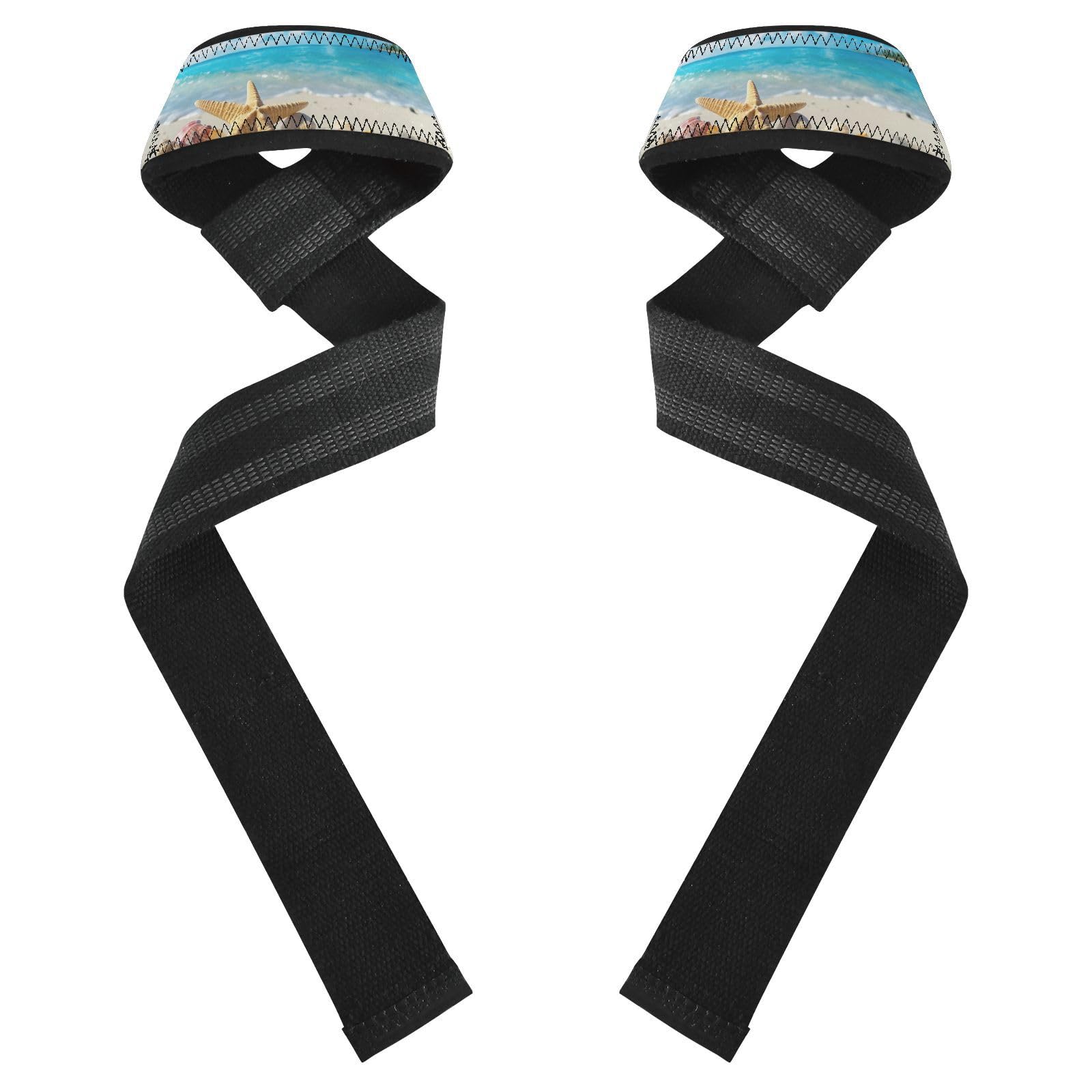 Nander Blue Sky Beach Shell Wrist Straps for Weightlifting,Lifting Straps with Neoprene Cushioned Wrist Padded and Anti-Skid Silicone for Strength Training,Bodybuilding,Deadlifting
