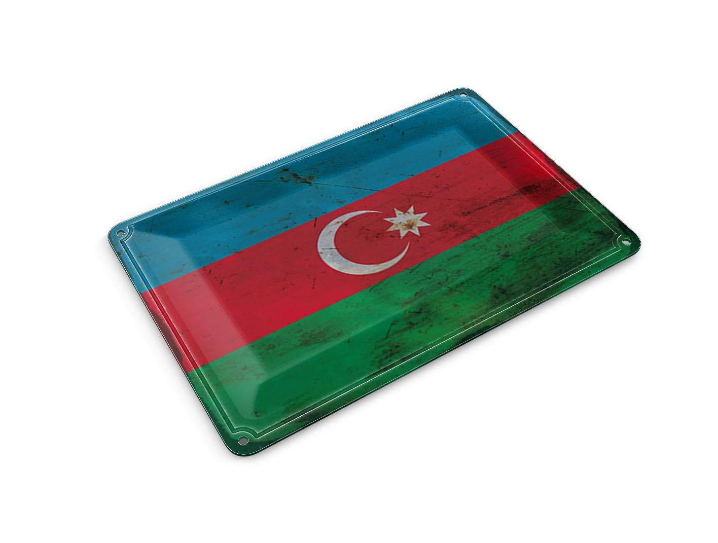 Femer Tin Postcard Azerbaijan Flag 14 x 10 cm Azerbaijan Rust Decorative Sign