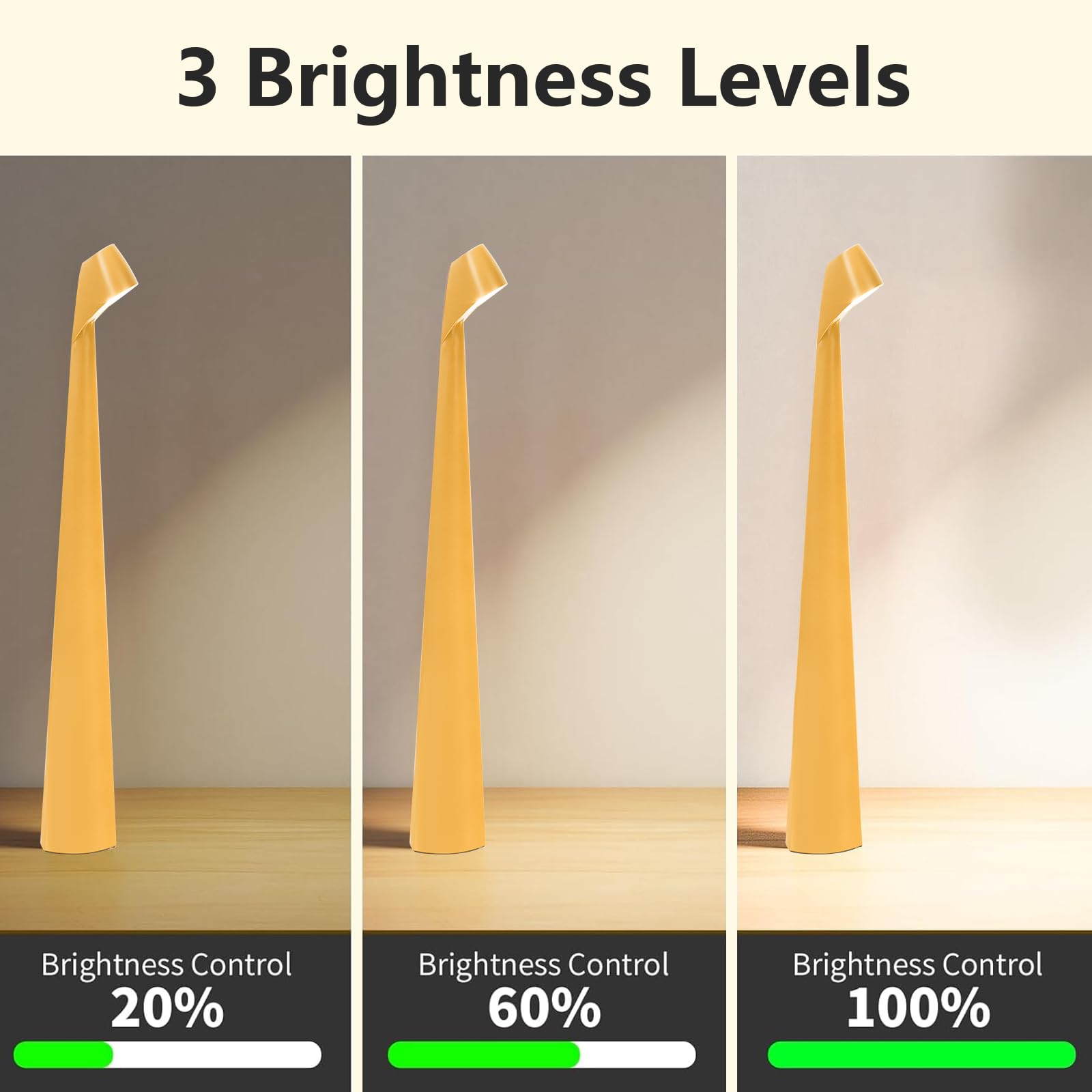 Lampes de table sans fil rechargeable à batterie rechargeable, lampes de bureau LED lampes tactiles portables d'extérieur, lampe portable sans fil (jaune)