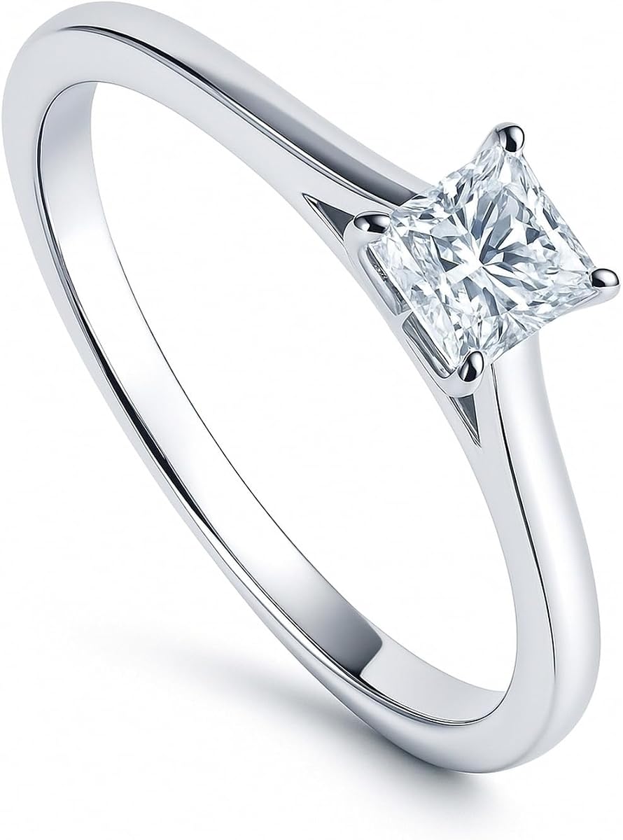 BERRICLE Sterling Silver Solitaire Wedding Engagement Promise Rings for Her, Cubic Zirconia Ring for Women - Emerald, Oval, Pear, Princess, Round Cut, Rose Gold Plated