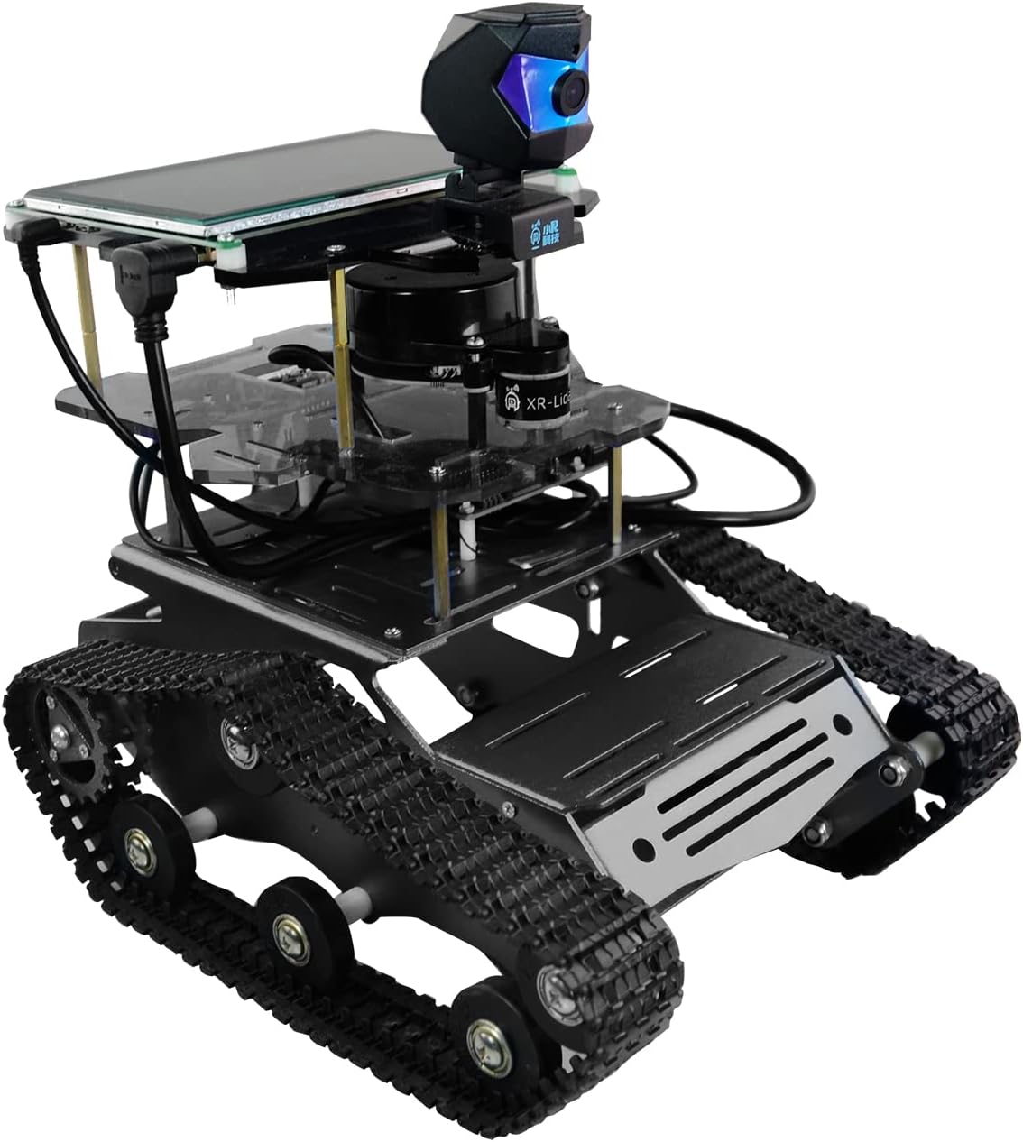 Robot Kit for Jetson Nano ROS Programming Tank Car with SLAM Lidar Mapping Navigation,Video Transmission,7in Touchscreen,Electronics Educational Toy for Adults Teenagers(Included Nano 4GB)