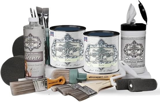 ALL-IN-ONE Paint by Heirloom Traditions, 2 Quart Deluxe Cabinet Paint Bundle and Tool Kit - Polo dark navy