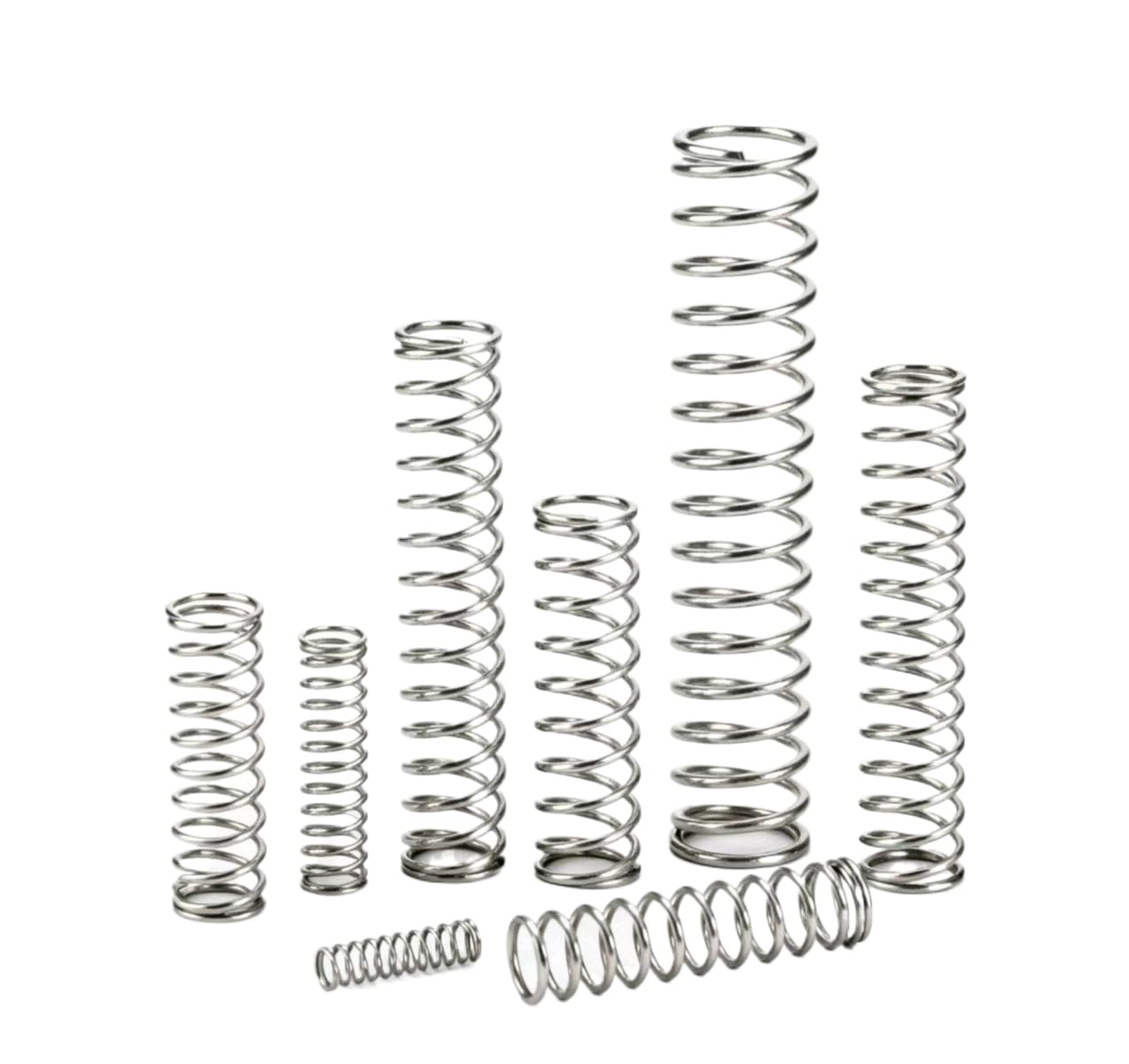 Molle estese e compresse, molle di trazione, assortimento compressione, confezione da 5, in acciaio inossidabile 304, argento, 3 mm x 38(3mmx38mmx100mm)