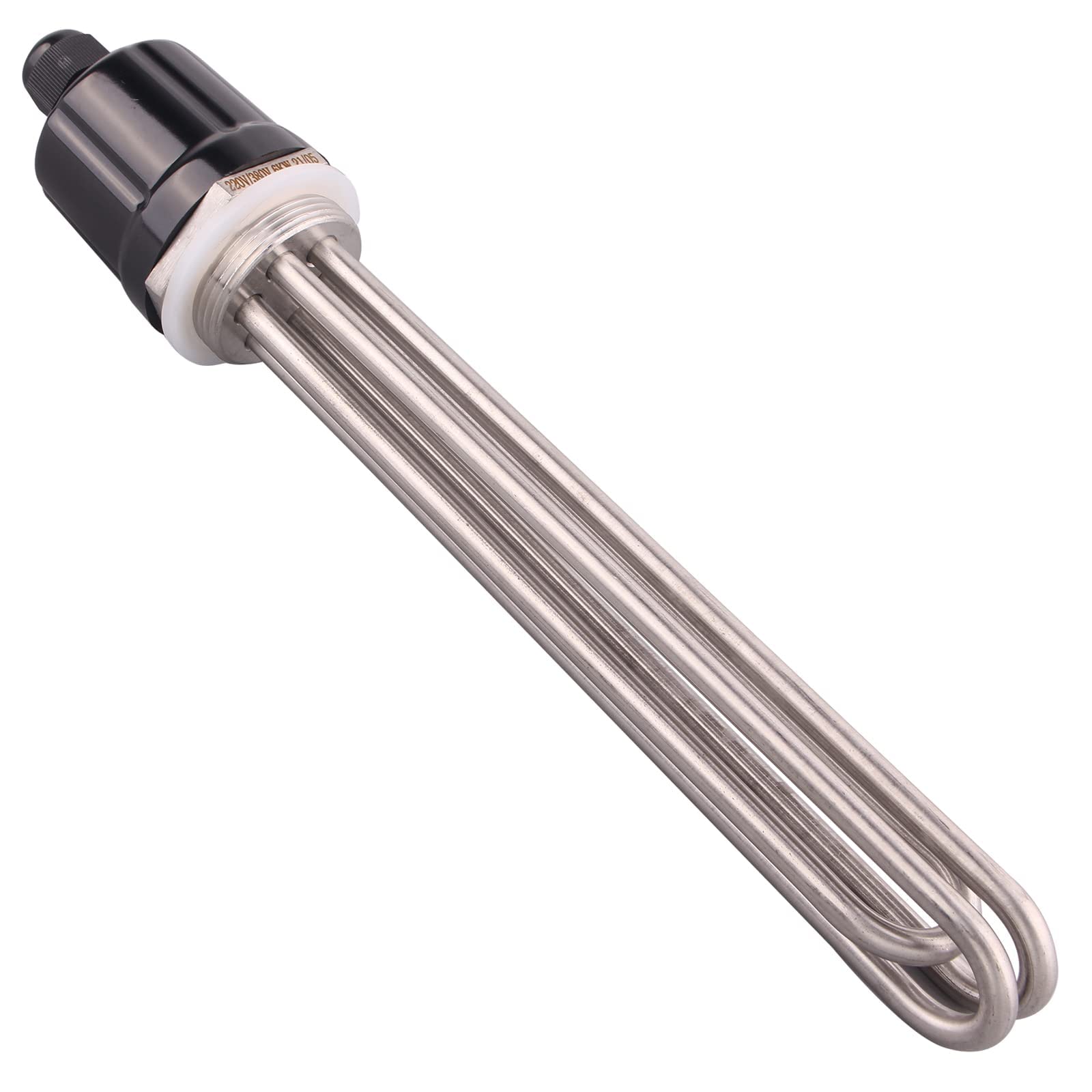 DERNORD 220V 6000W 1-1/2 Inch Heating Element 3U Type Electrical Brewing Water Heater BSP Thread Stainless Steel Flange