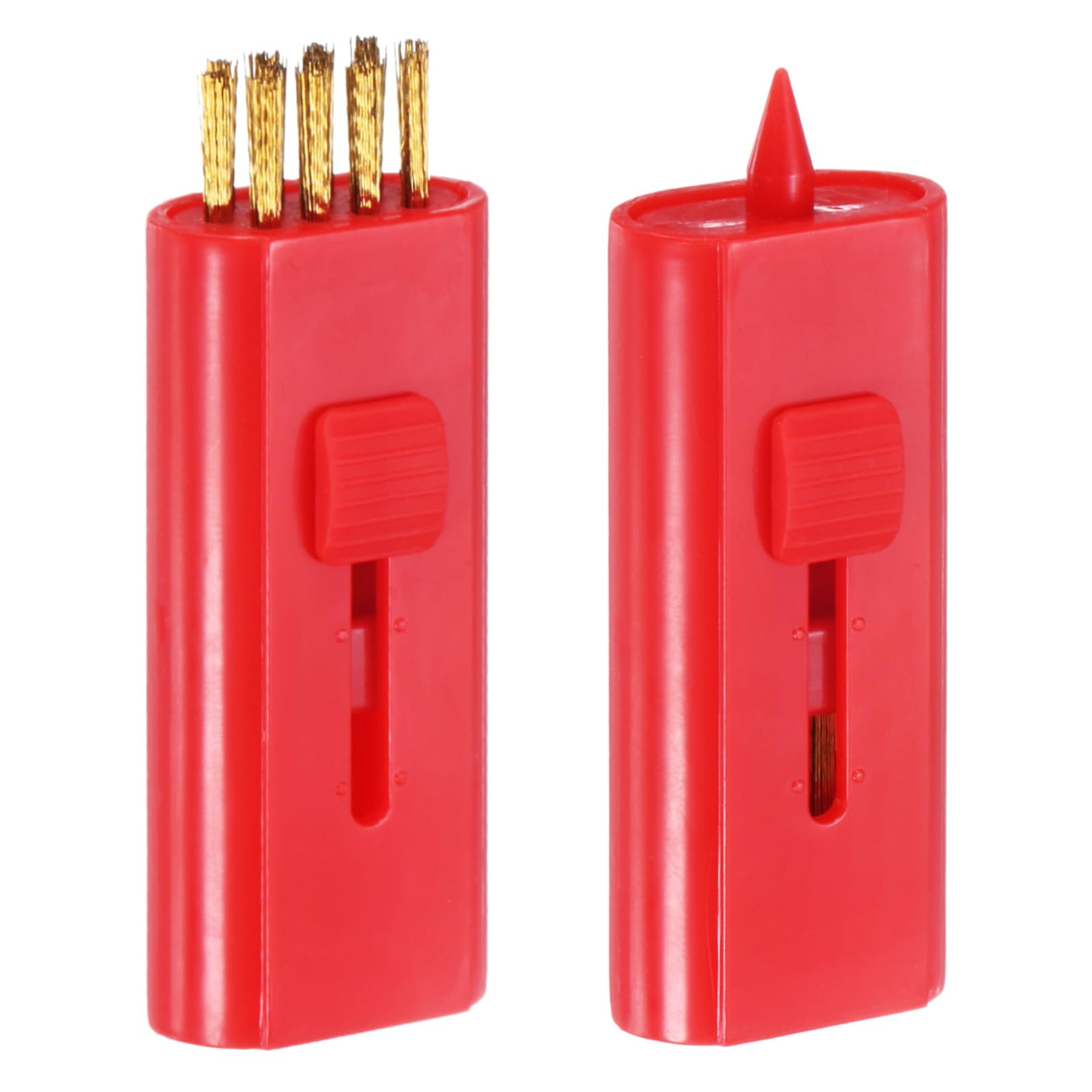 TIXIPEM Retractable Golf Club Brush [2PCS] - Double Side Pocket Club Groove Cleaner Use for Men Women Golfer - [Red-2.3IN] Portable Mini Re-Grooving Tool