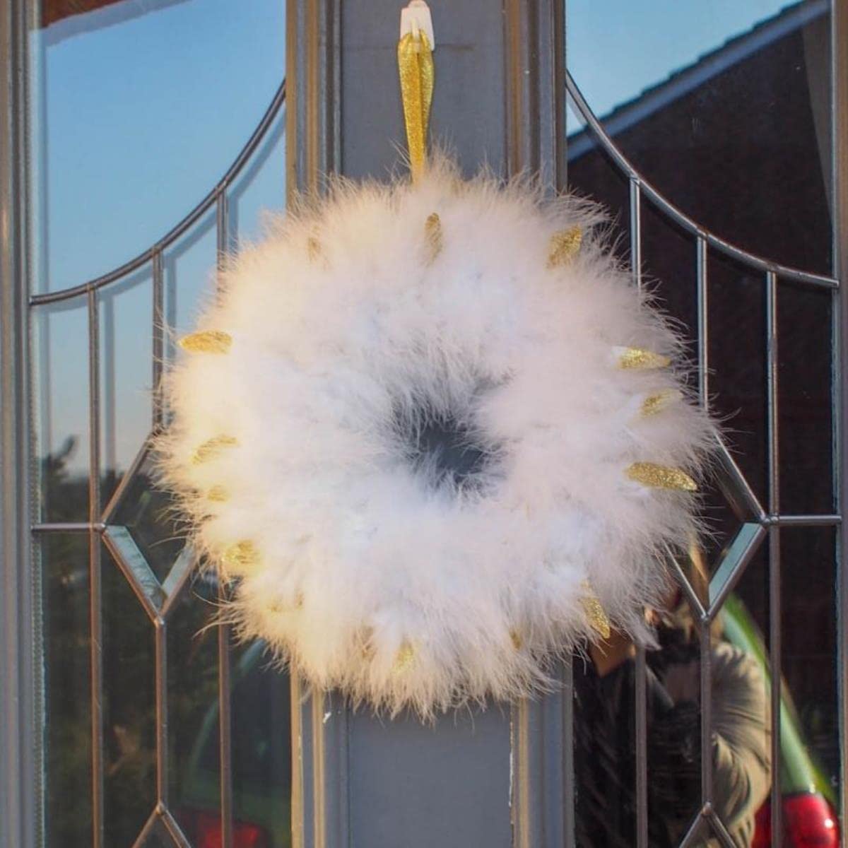 Plumes blanches duveteuses Boa DIY Arbre de Noël Autruche Plumes Ruban Mariage Robe Décoration Plumes pour Artisanat 2M-180 g
