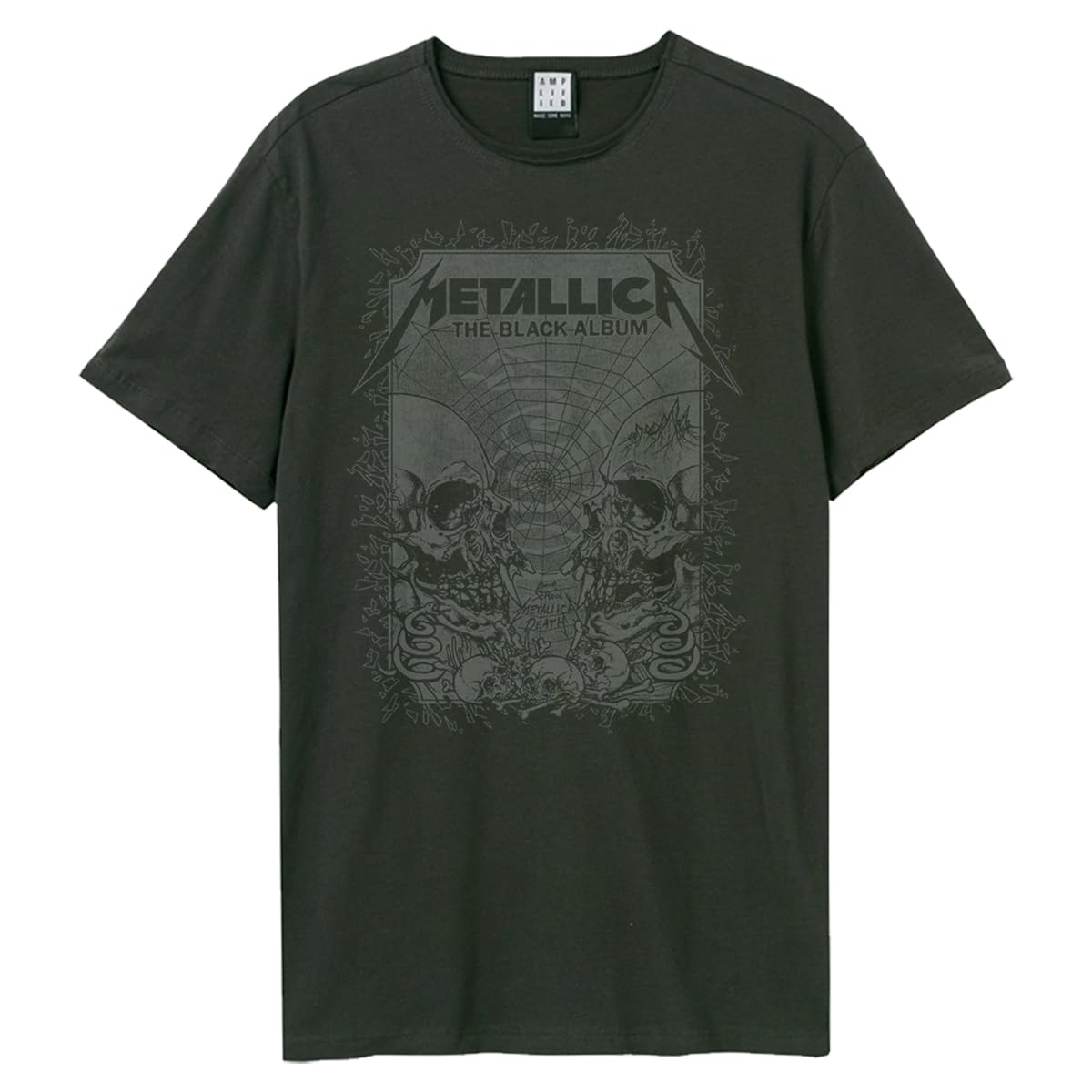 Amplified Unisex Adult The Black Album Metallica T-Shirt (XL) (Charcoal)
