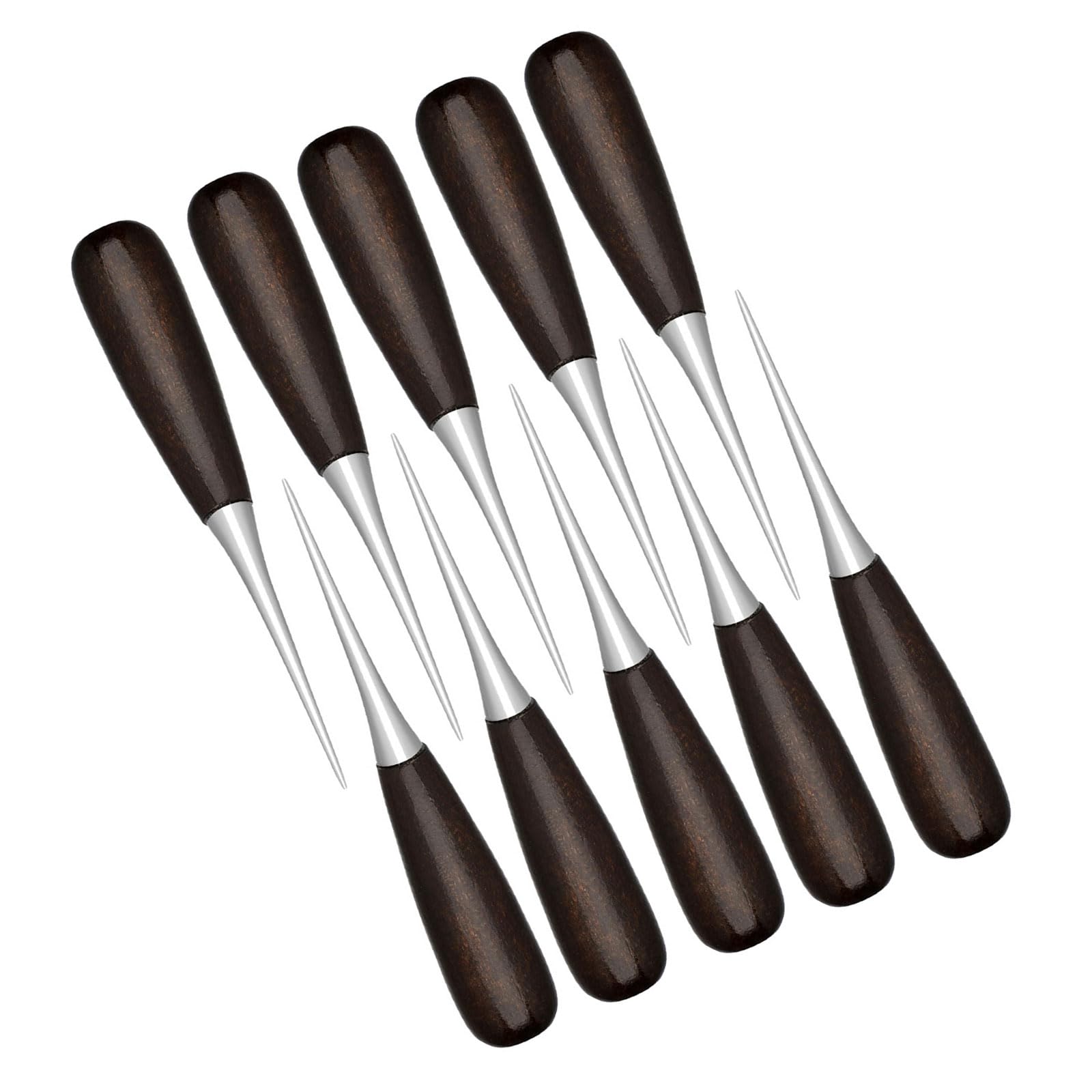 carotoe 10Pcs Pointed Tip Leather Awl with Wood Handle Sewing Awl Tool Leather Craft Hole Punching Tool for Working Leatherworking