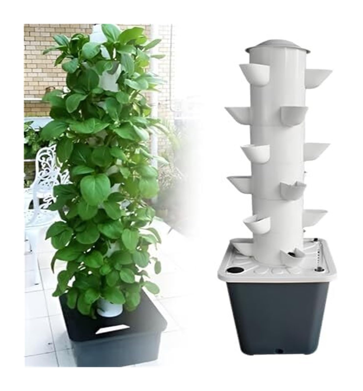 Sistema de cultivo hidropónico para interiores, Torre de PVC calidad alimentaria for uso en interiores y exteriores. Kit cultivo sin suelo(18 Holes)
