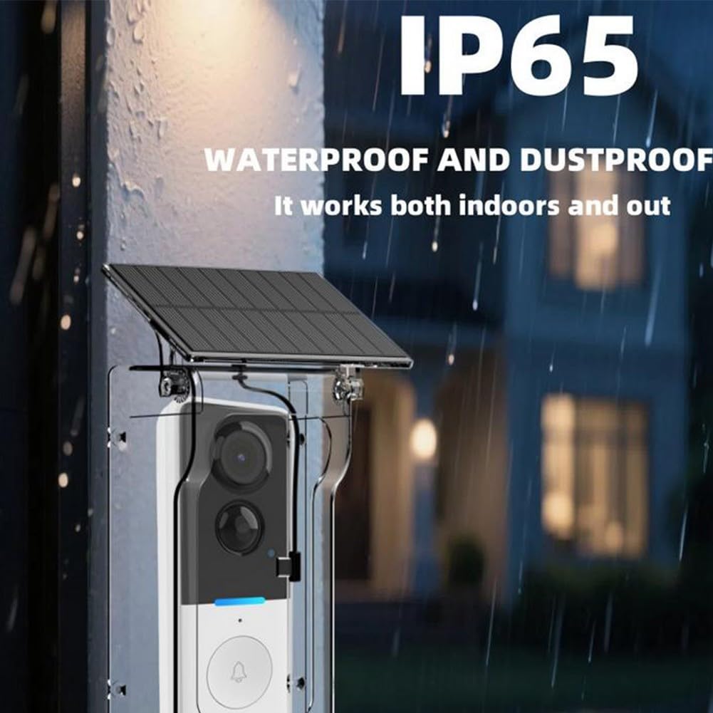 Videocamera Tuya Wireless Campanelli con videocitofono 1080P, copertura solare, rilevamento del movimento PIR e protezione IP65 resistente alle intemperie (nero)