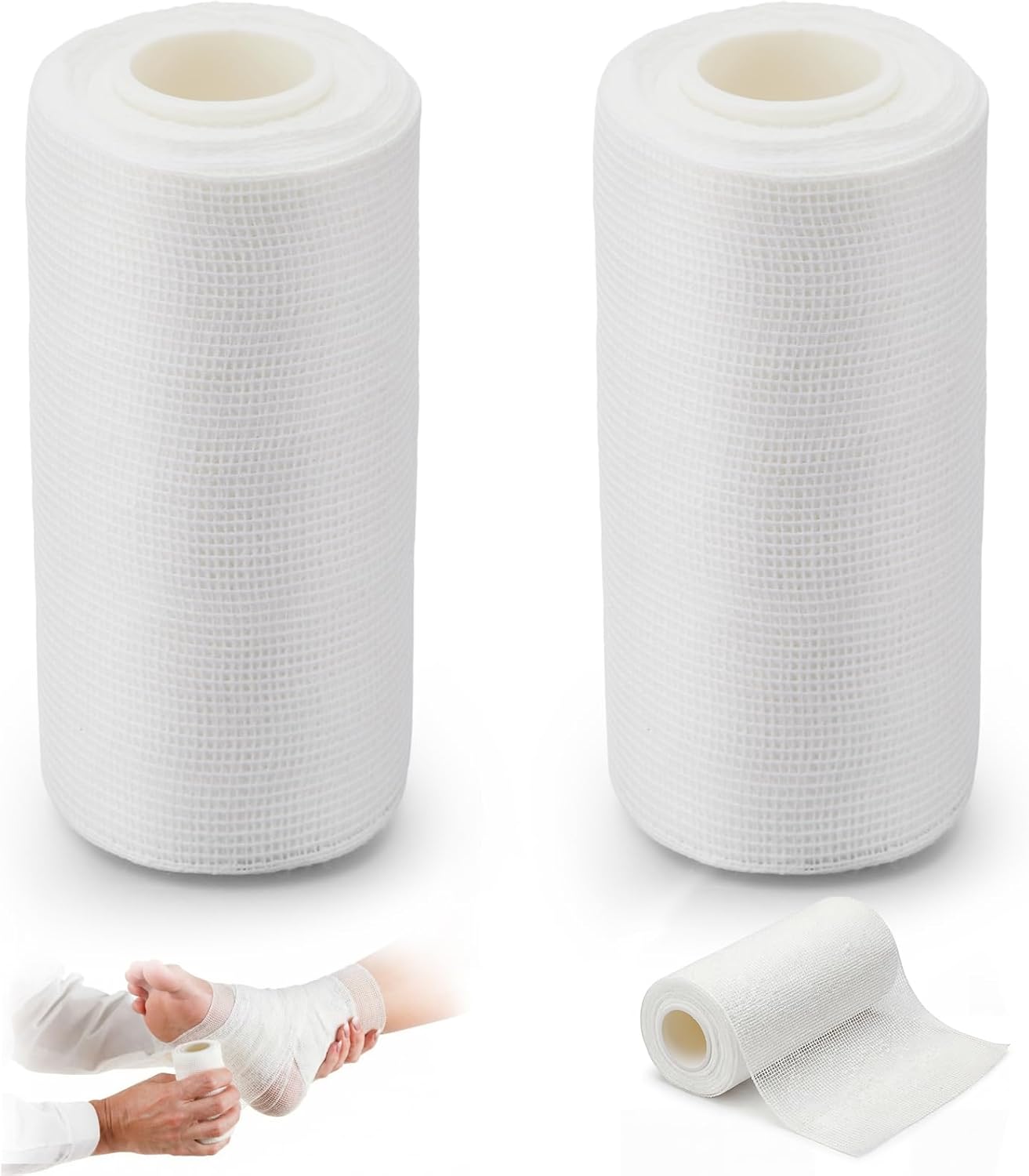 Geiserailie 2 Rolls Unna Boot Bandage 4" x 10 Yard Gauze Dressing with Zinc Oxide, Individually Packaged, Provides Customized Compression, Soft Cast