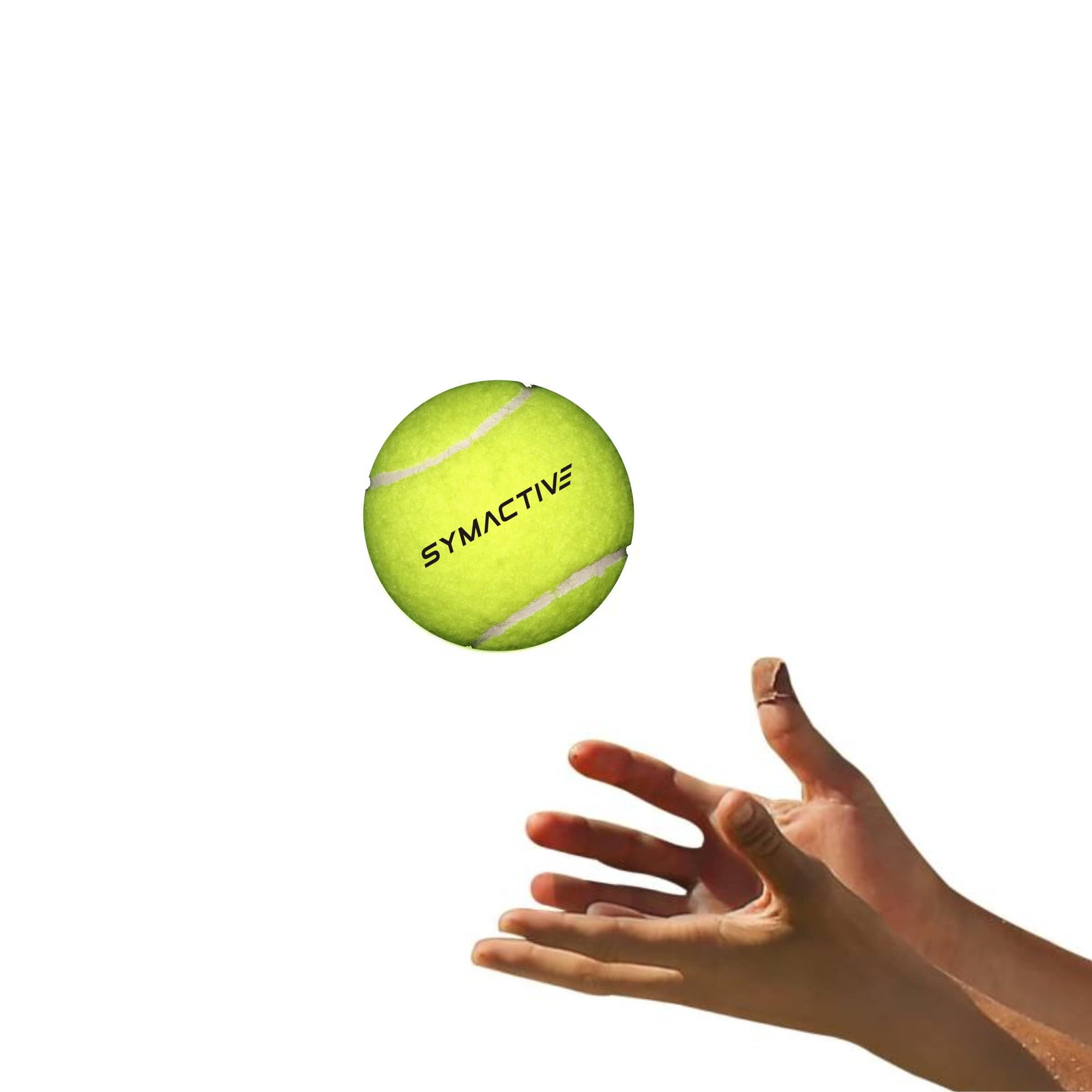 Amazon Brand - Symactive Light Tennis Cricket Ball, Set of 3 (Green) | Woven Felt covered rubber ball 4