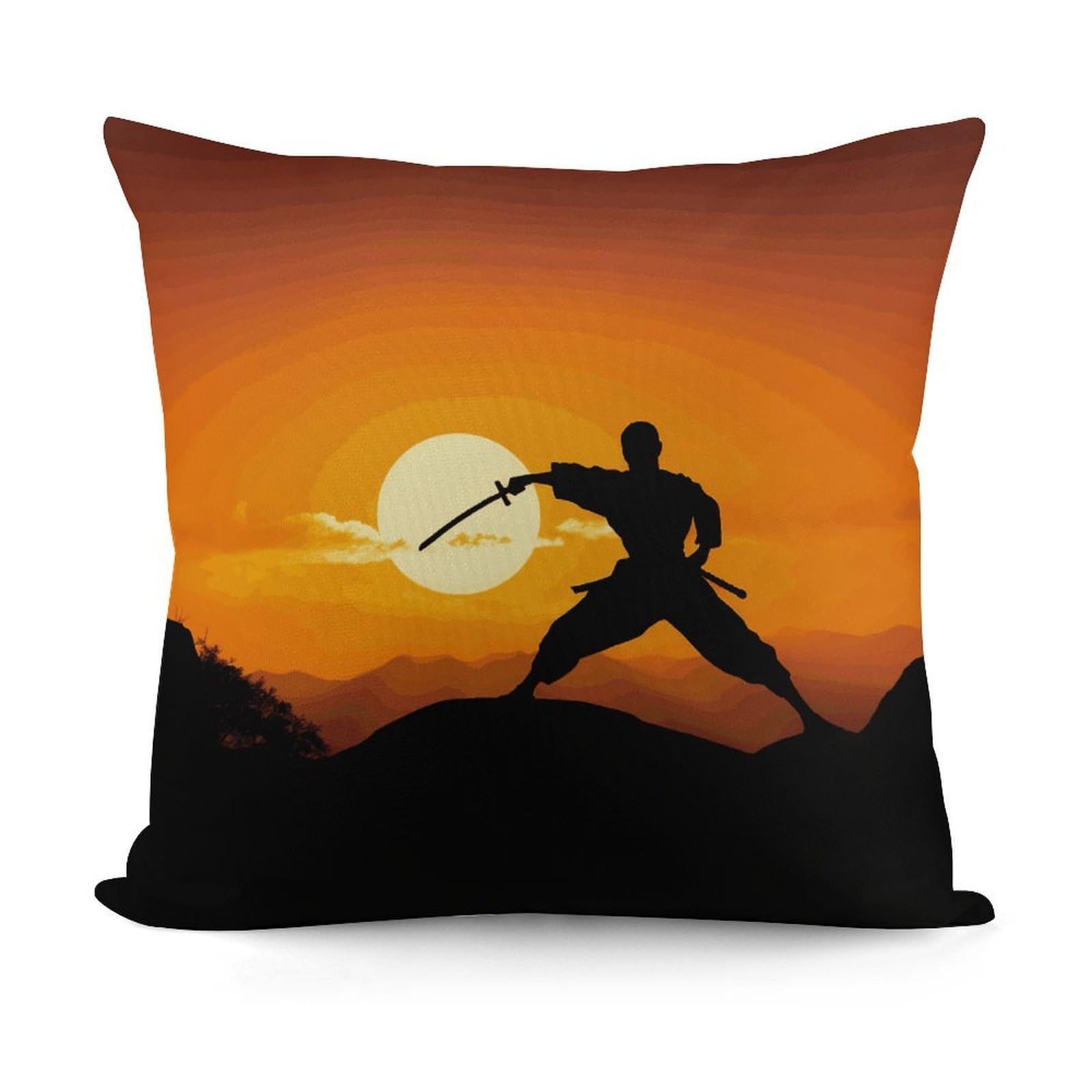Adfgyerh Style Sun Karate Silhouette Decorative Pillow Covers, Throw Pillow Covers Soft For All Seasons, Pillowcases For Couch Living Room Sofa Bedroom 18X18 Inch