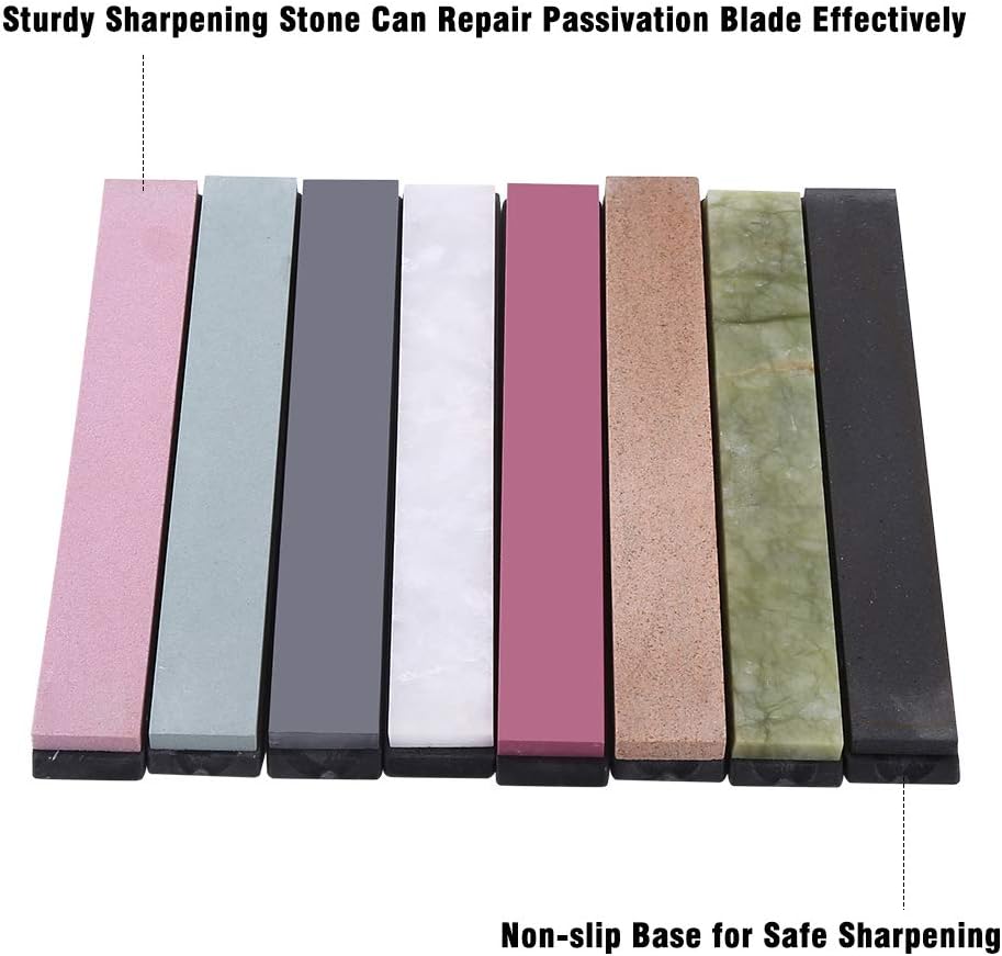 8Pcs Knife Sharpening Whetstone Set – 240 to 10000 Grit Oilstone Knife Sharpener Kit for Kitchen & Outdoor Tools, Professional Polishing Stones