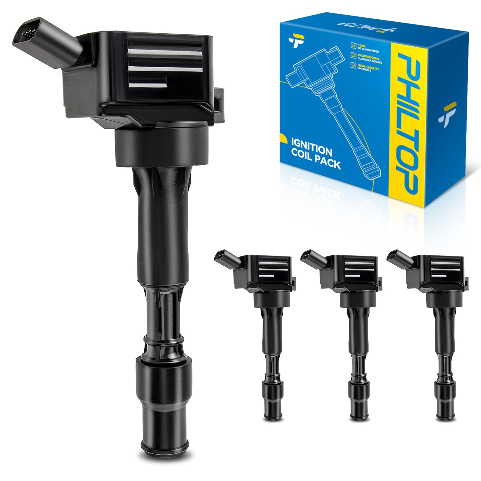 PHILTOP 4 Pack Ignition Coil UF816 Fit for Forte Soul Seltos Optima Elantra