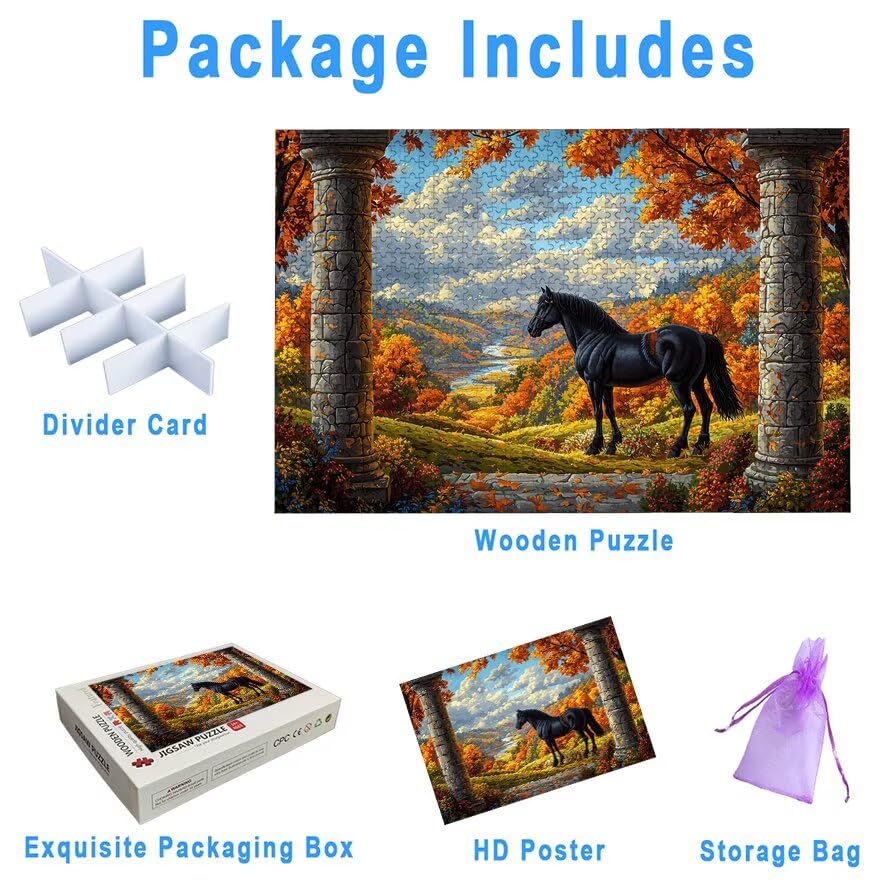 Puzzle 1500 Piezas, Puzzle Animal con Caja Regalo, Caballo Puzzles 1500 Piezas Adultos, Medidas: 87 x 57 cm, Rompecabezas Adultos de Madera, Rompecabezas para Decoración Hogar, Regalo Mujer, -6348
