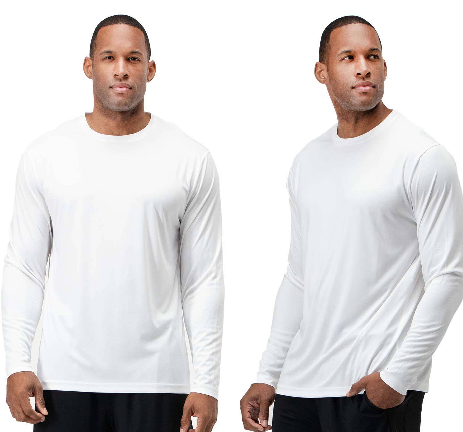 DEVOPSMen's 2~3 Pack UPF 50+ Sun Protection Long Sleeve Dri Fit Fishing Hiking Running Workout T-Shirts