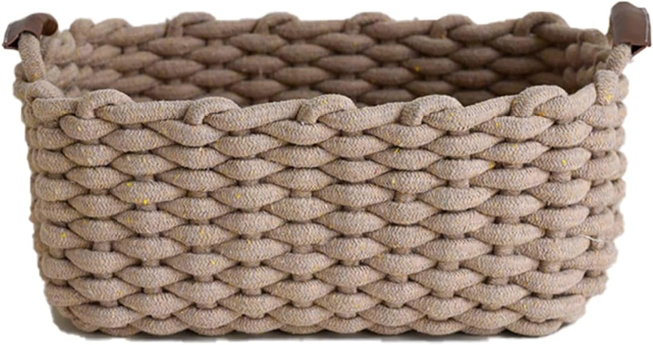 収納バスケット 収納かご コットンロープ M 編み込み おしゃれ 小物入れ 雑貨 おむつ トイレットペーパー インナーボックス ランドリー 収納カゴ ラタン編み キッチン コーヒー色 洗面所 化粧台 ピクニック キャンプ 22春夏新色