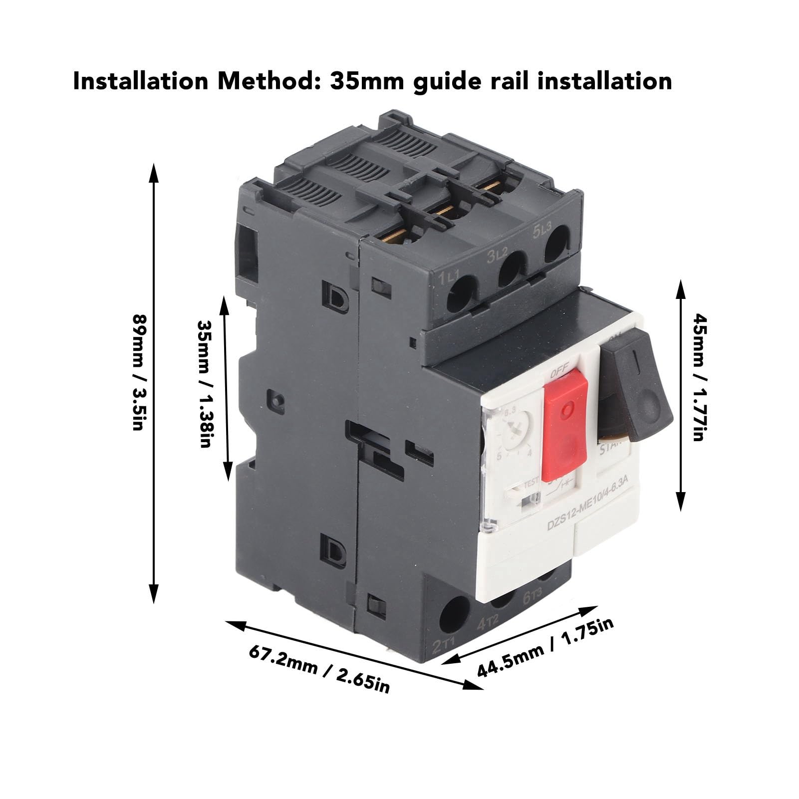 GV2-ME10C Disjoncteur de Moteur, AC690V, Protection Contre les Surcharges, Matériau ABS, Installation sur Rail 35mm, Tension Nominale 6KV, Type Bouton-Poussoir