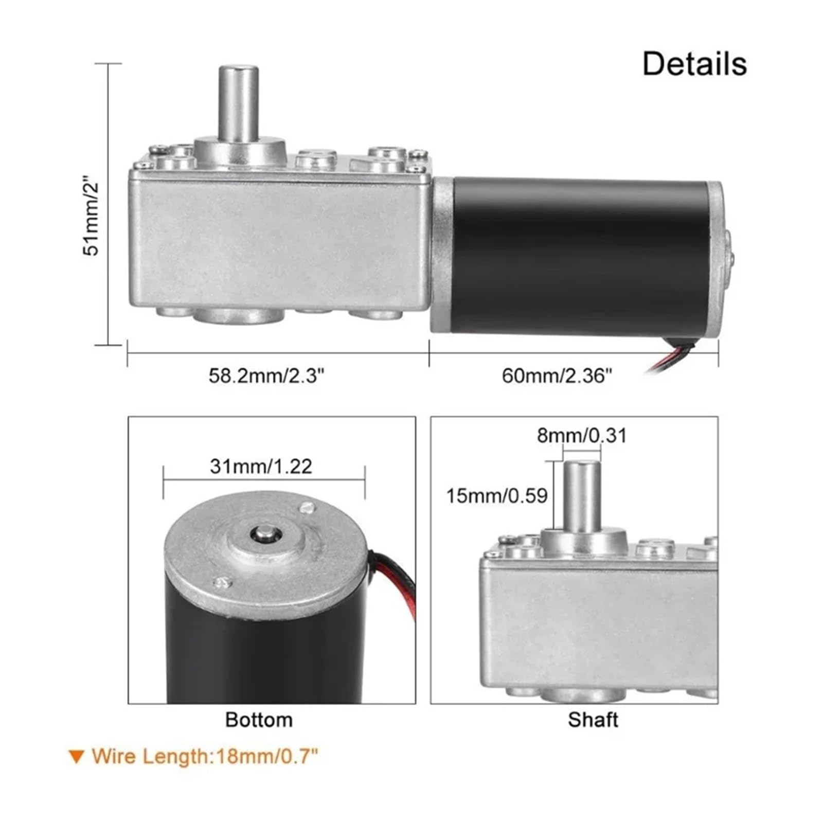DC 12 V 24 V Schneckengetriebemotor, 7–470 U/min, hohes Drehmoment, D-Wellenmotor, 8 mm Welle, drehbare Tischtür, Selbsthemmung, 70 kg, cm, 6,5 A Automatischer Schiebetoröffner (Size : 7RPM, Color DC 12 V 24 V Schneckengetriebemotor, 7–470 U/min, hohes Drehmoment, D-Wellenmotor, 8 mm Welle, drehbare Tischtür, Selbsthemmung, 70 kg, cm, 6,5 A Automatischer Schiebetoröffner (Size : 7RPM, Color