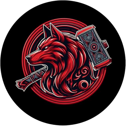 Miniatura 3 de Red Fenrir Norse Wolf Odin's Valhalla Journey PopSockets Standard PopGrip