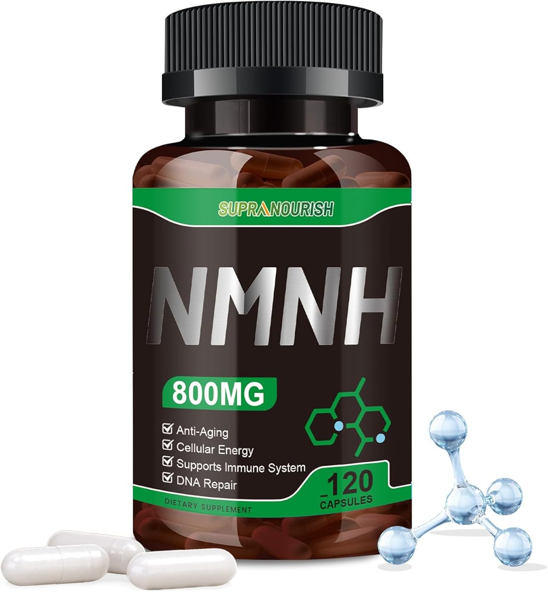 Pure NMNH Supplement 120 Capsules - 800mg High-Purity NMNH Supplements, NAD Supplement for Boost NAD+ for Anti-Aging & Cellular Energy