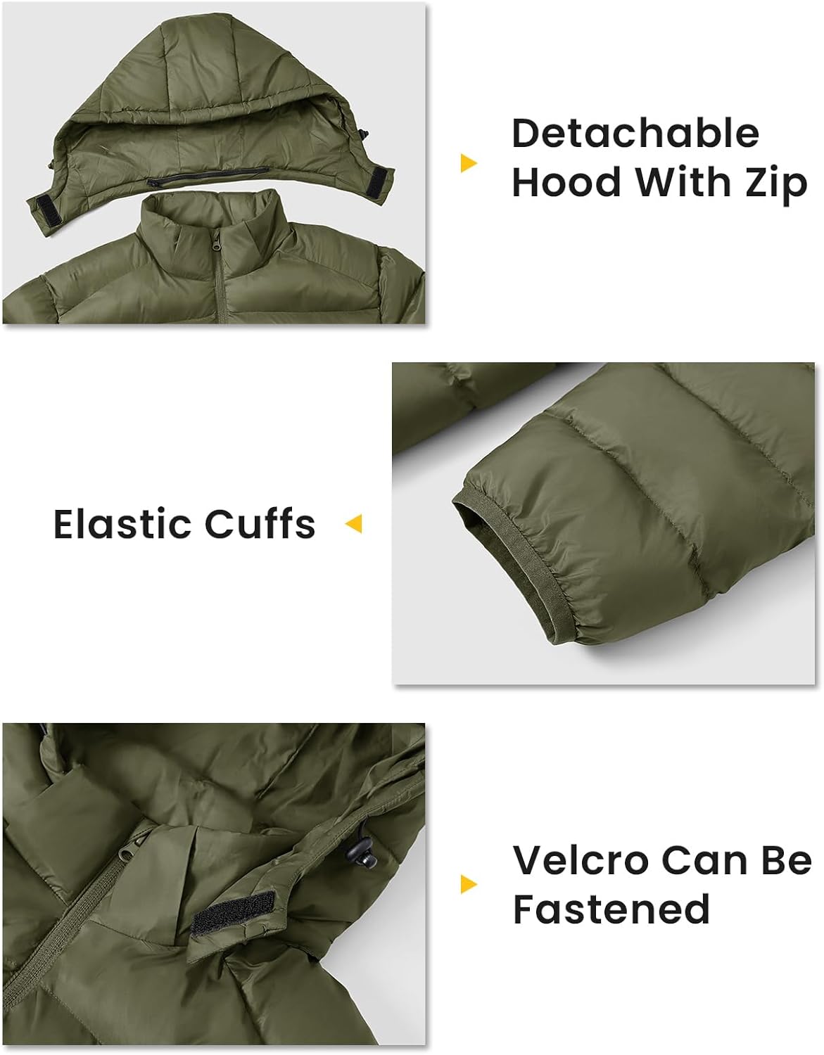 TBMPOY Men's Lightweight Puffer Jackets Detachable Hood Water-Resistant Casual Winter Coat Hooded Insulated for Travel Ski - Image 6