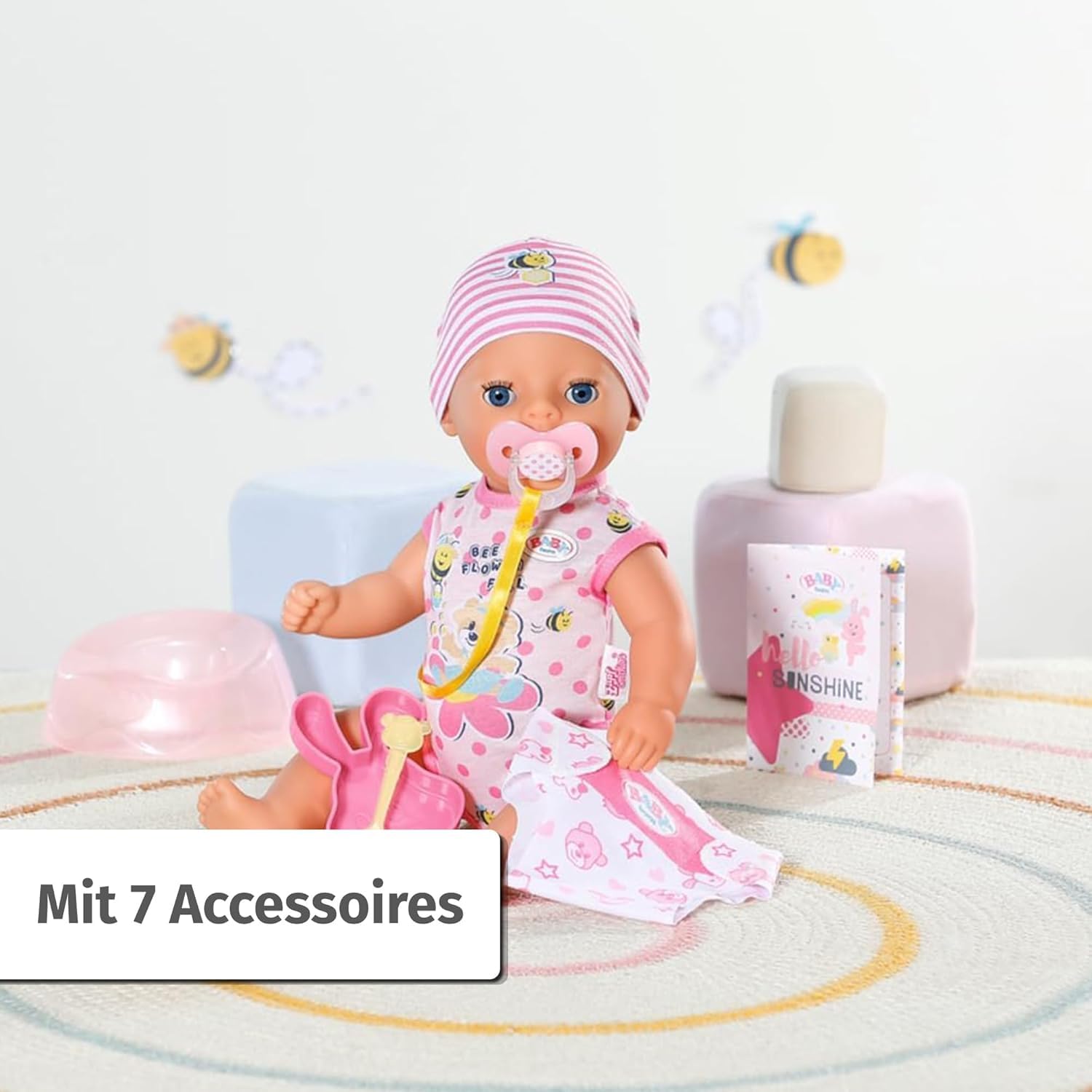 BABY Born Lena (Little Baby Girl) - 36 cm große Babypuppe - 7 Funktionen inkl. Accessoires & Strampler - Funktioniert komplett ohne Batterien - Geeignet für Kleinkinder ab 1 Jahr