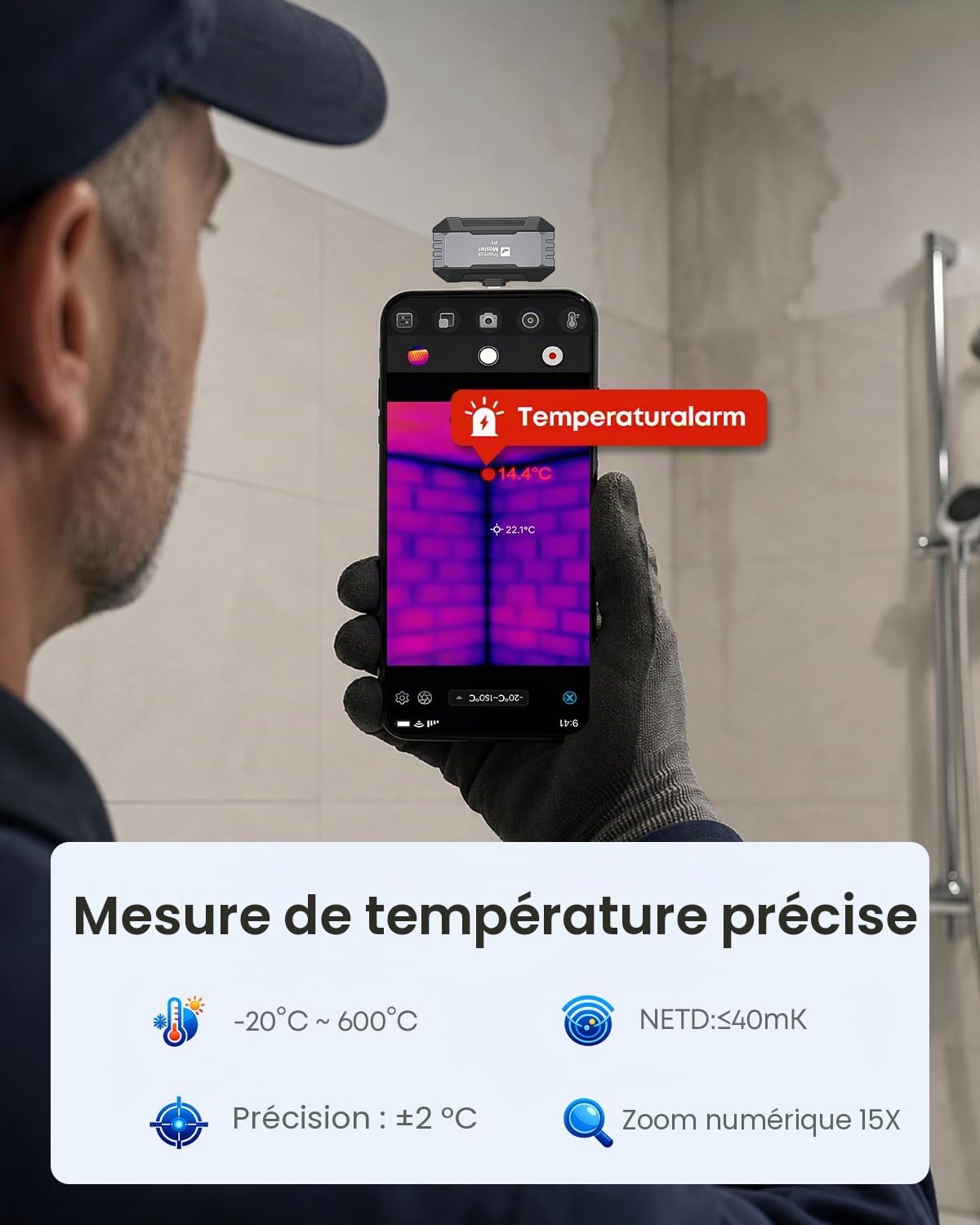 Thermal Master P1 Caméra Thermique pour iPhone & Android USB-C, X³ IR Résolution 320x240, -20°C à 600°C, 15x Zoom, 25 Hz Caméra Infrarouge pour Inspection Maison, CVC & Électricité