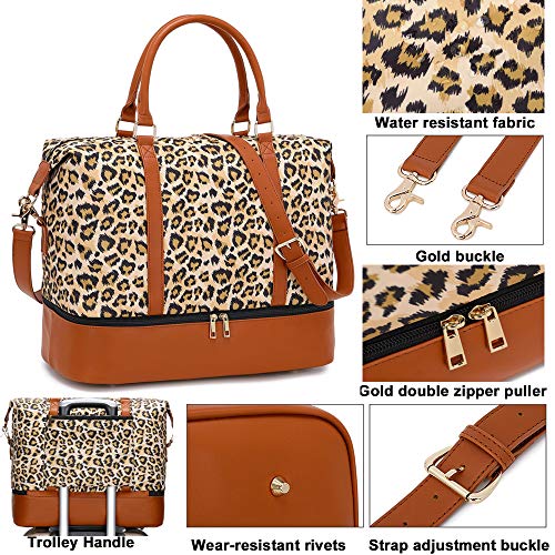 image for BTOOP Womens Travel Weekend Bag Overnight Cheetah Tote Bags Carry on S
