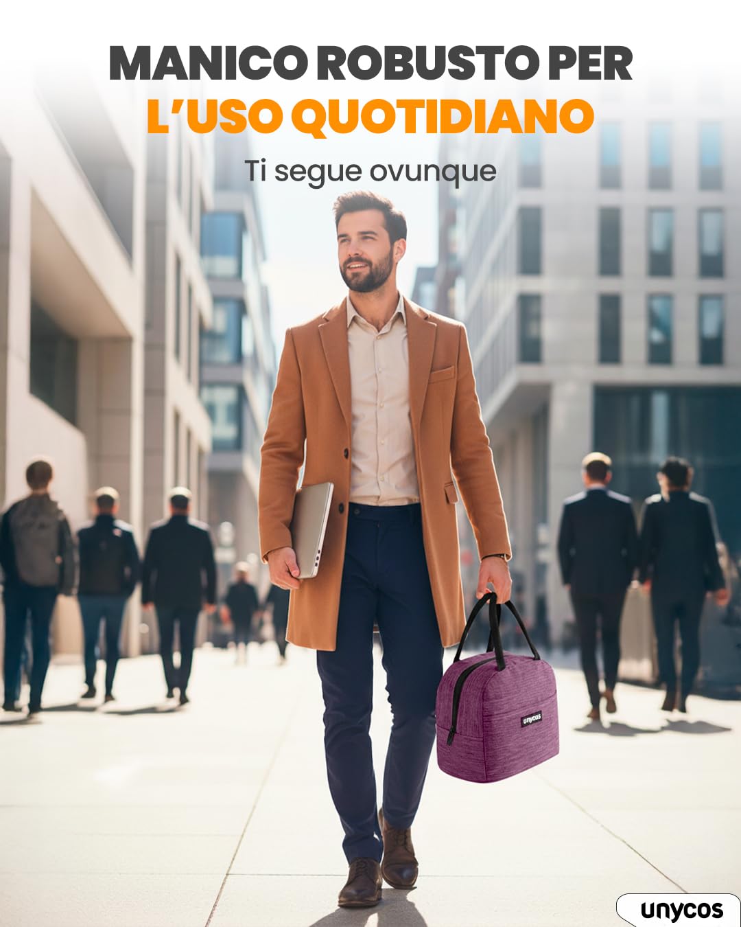 unycos - Borsa Termica 7L Manutenzione di Freddo e Caldo per Uomo/Donna/Bambino, Borsa Frigo Impermeabile Interno in Alluminio, Facile da Pulire, Lunch Box Leggera e Portatile (Viola)