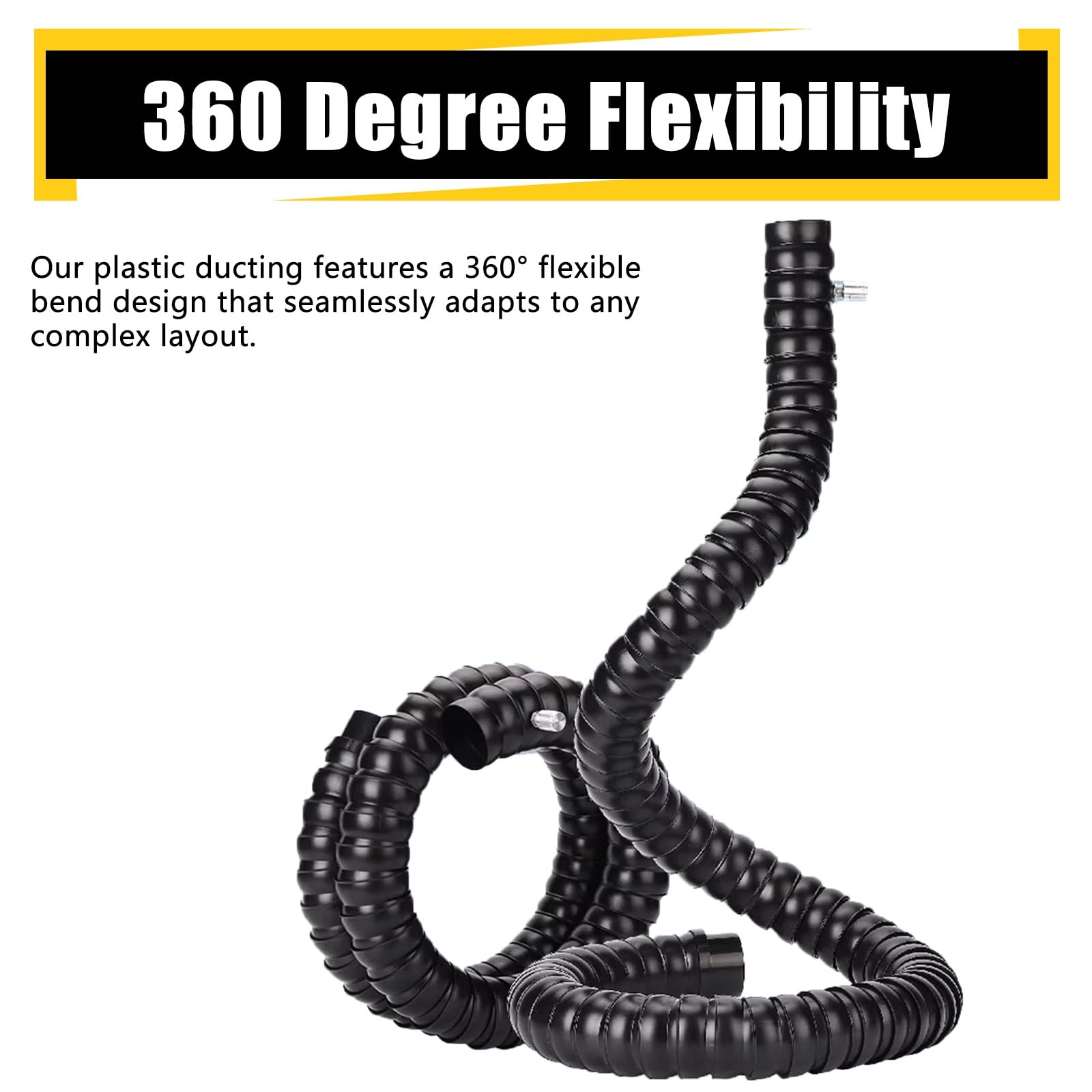 LZMZMQ Tubo ventilacion Brazo De Extracción De Humos Flexible, Manguera para Conductos De Alta Resistencia con Campana, Recolección De Polvo Y Extracción De Humos(L 2.5M/8.2ft,ID 68MM(2 2/3 in))