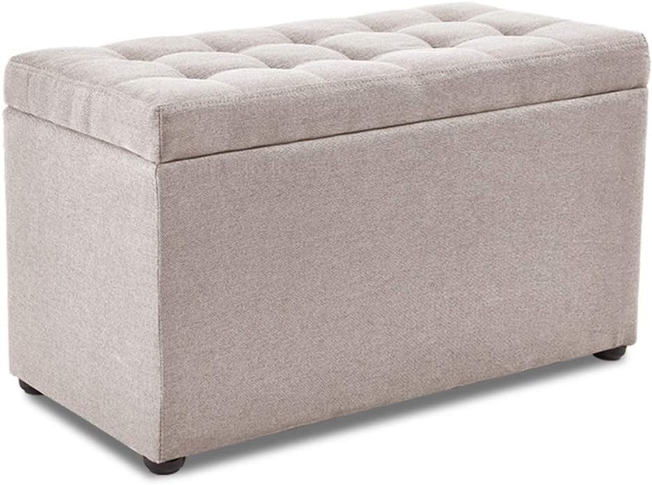Siège rembourré et pouf coffre gain de place de 60cm de longueur beige