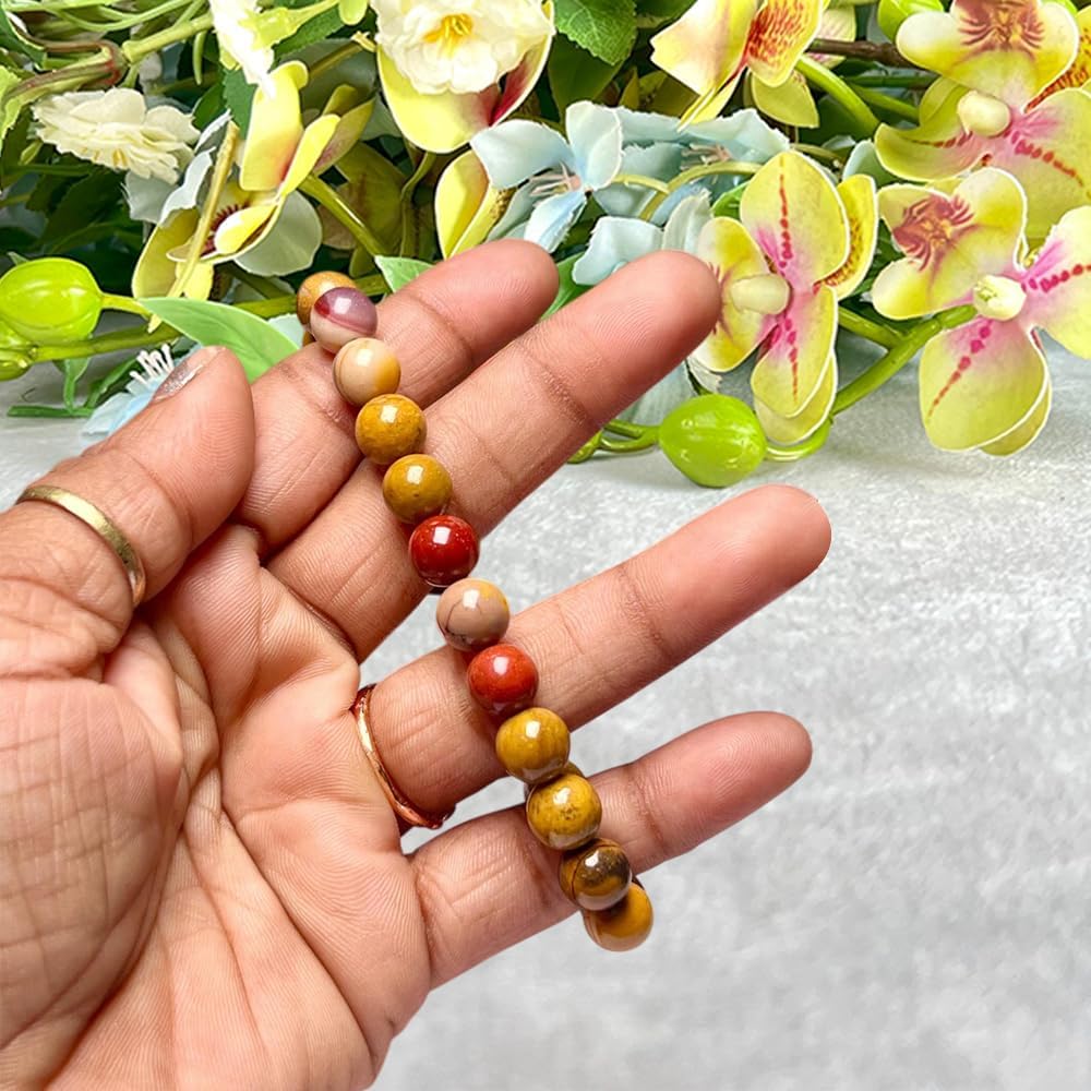 8mm Mookite Jasper stone Round Beads Stretch Bracelet - Image 4
