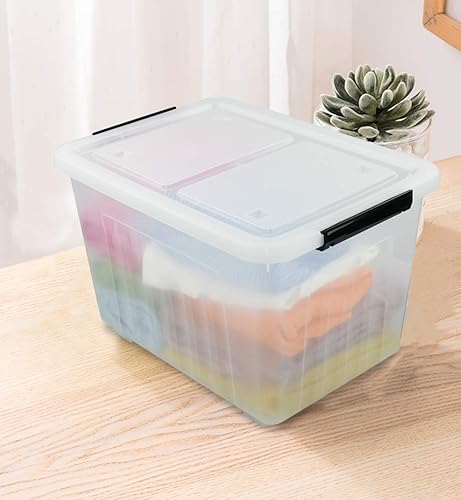 Miniatura 4 de Asking Paquete de 4 cajas de almacenamiento de plástico transparentes grandes de 42 L, contenedores de almacenamiento de plástico con ruedas