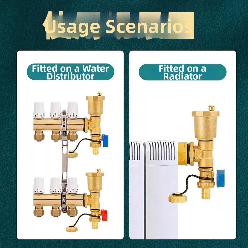 Valvola Sfiato Automatica Ottone Scarico G1/2 Riscaldamento(red and blue)