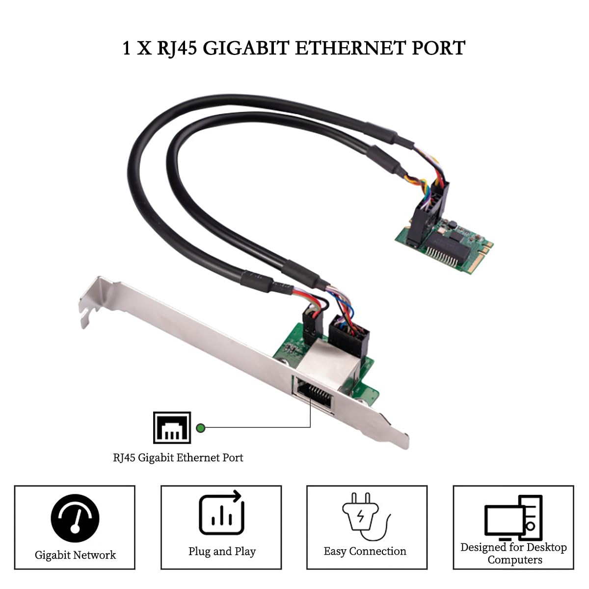 Adapter M.2 (Key A+E) na RJ45 Gigabit Ethernet 1000 Mb/s przewodowa karta sieciowa, kontroler PCIe NGFF 2230 LAN z funkcją Wake-on-LAN, kompatybilny z Windows/Linux/Mac OS