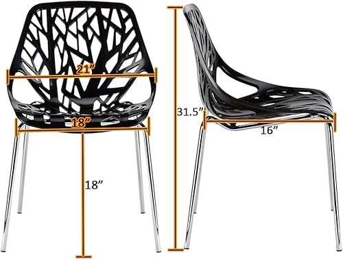 Miniatura 16 de Bonnlo Juego de 4 sillas apilables modernas, sillas de comedor blancas de cocina, sillas cómodas de abedul para comedor, sala de estar, sala de