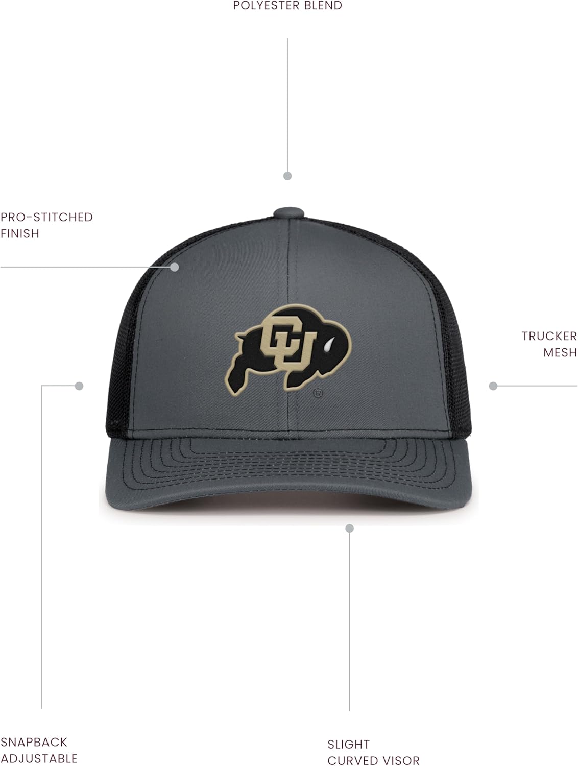 Pacific Headwear NCAA Men's Contrast Stitch Trucker Snapback Hat - Image 3